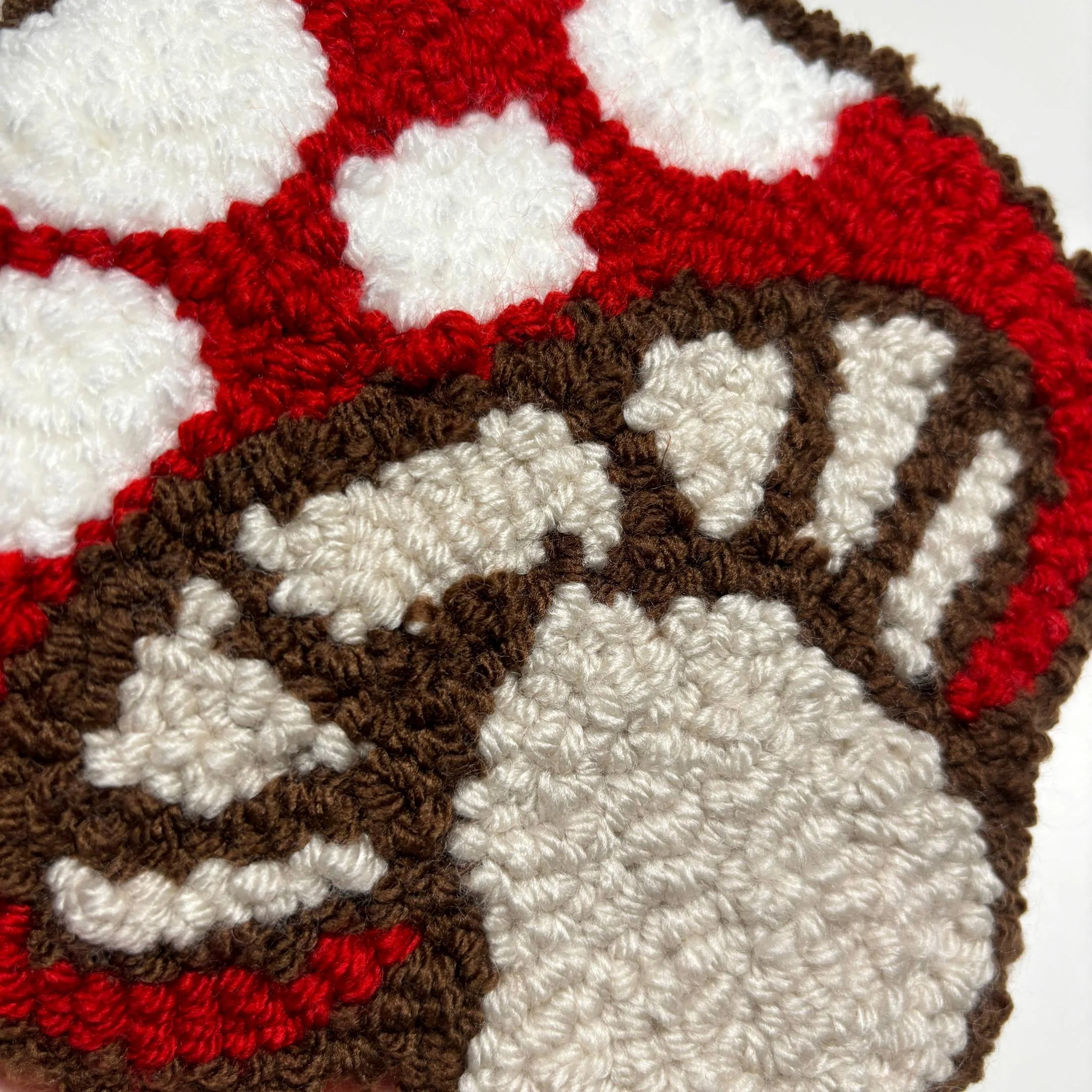 Magic Mushroom Mug Coaster | Handmade Hand Tufted Punch Needle Mug Rug - Image 4