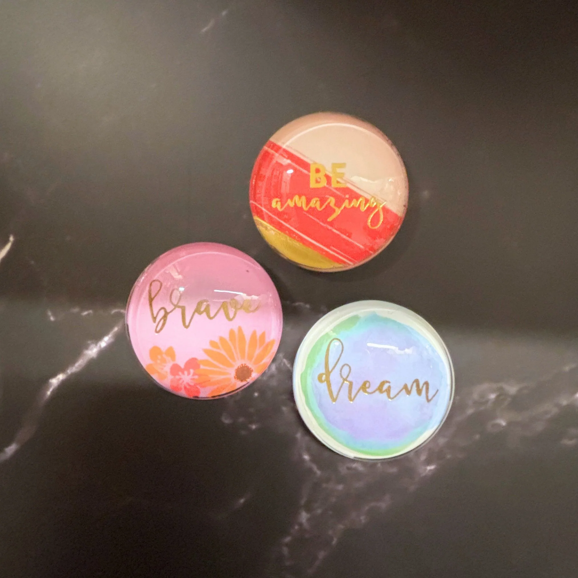 Inspiring Cabochon Glass Magnets | Metallic Gold Text | 10 Options Mix and Match - Image 2