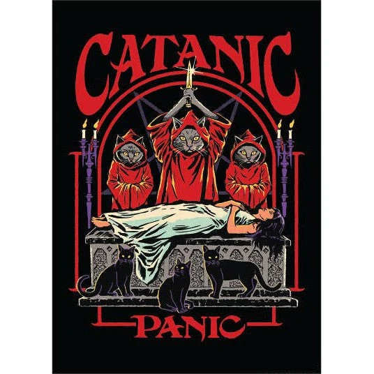 CATANIC PANIC Rectangular Magnet | '80s Children's Book Style Satirical Art by Steven Rhodes | 2.5" x 3.5"