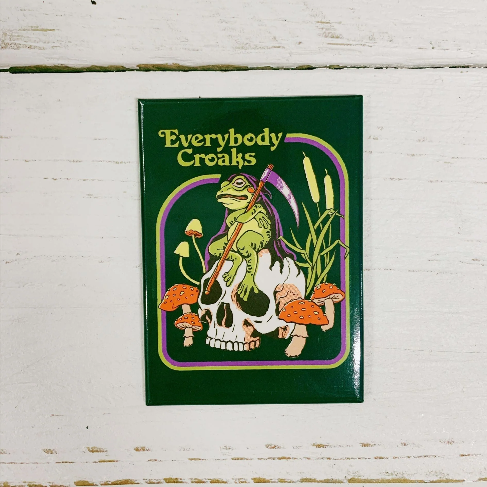 Everybody Croaks Rectangular Magnet | '80s Children's Book Style Satirical Art by Steven Rhodes | 2.5" X 3.5" - Image 3