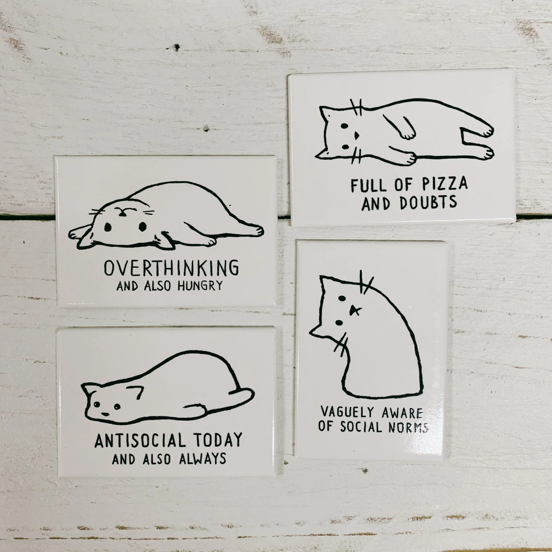 Full of Pizza and Doubts Funny Cat Rectangular Magnet | Ref Fridge Magnetic Surface Decor | 3" x 2" - Image 4