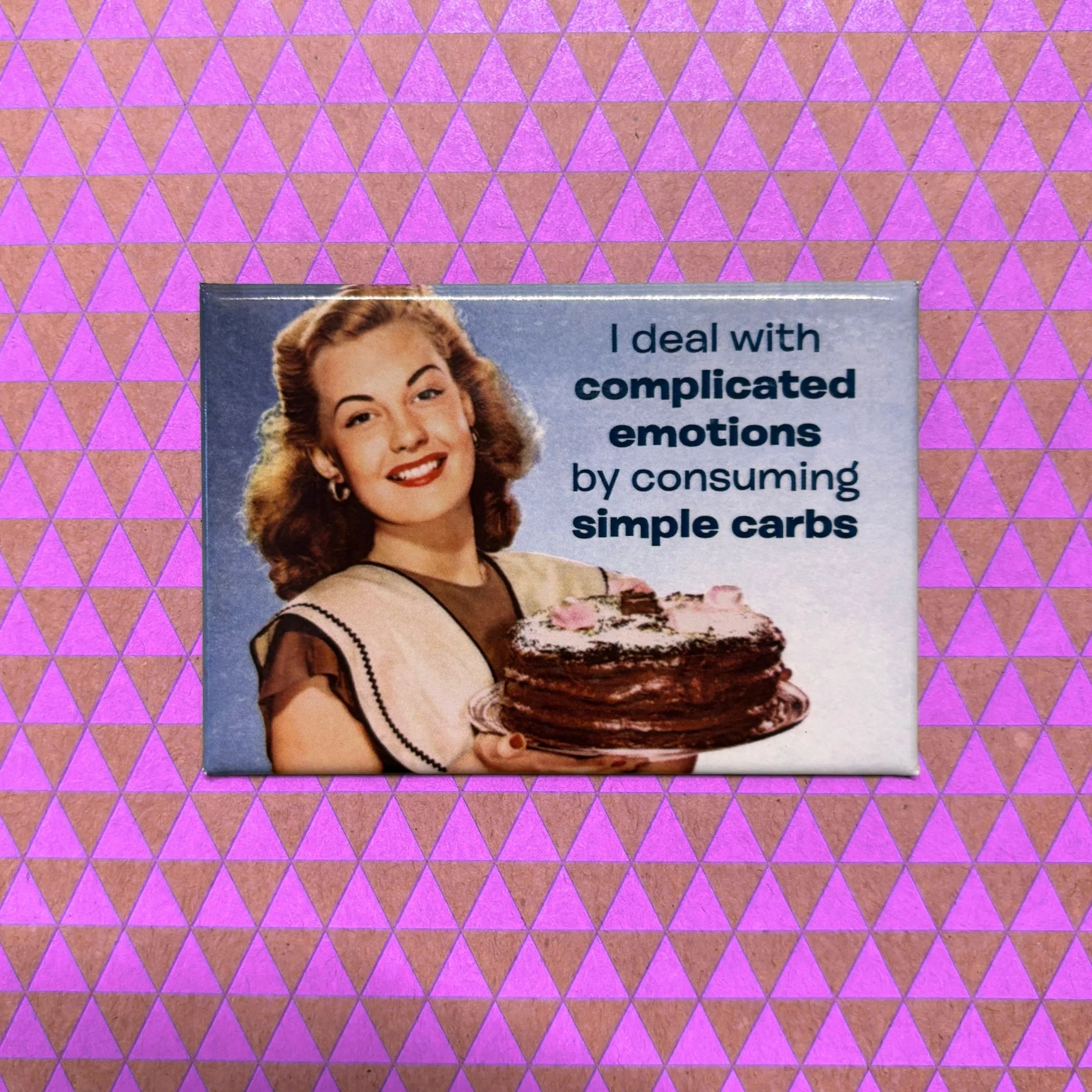 I Deal With Complicated Emotions By Consuming Simple Carbs Refrigerator Magnet | 3" x 2" - Image 2