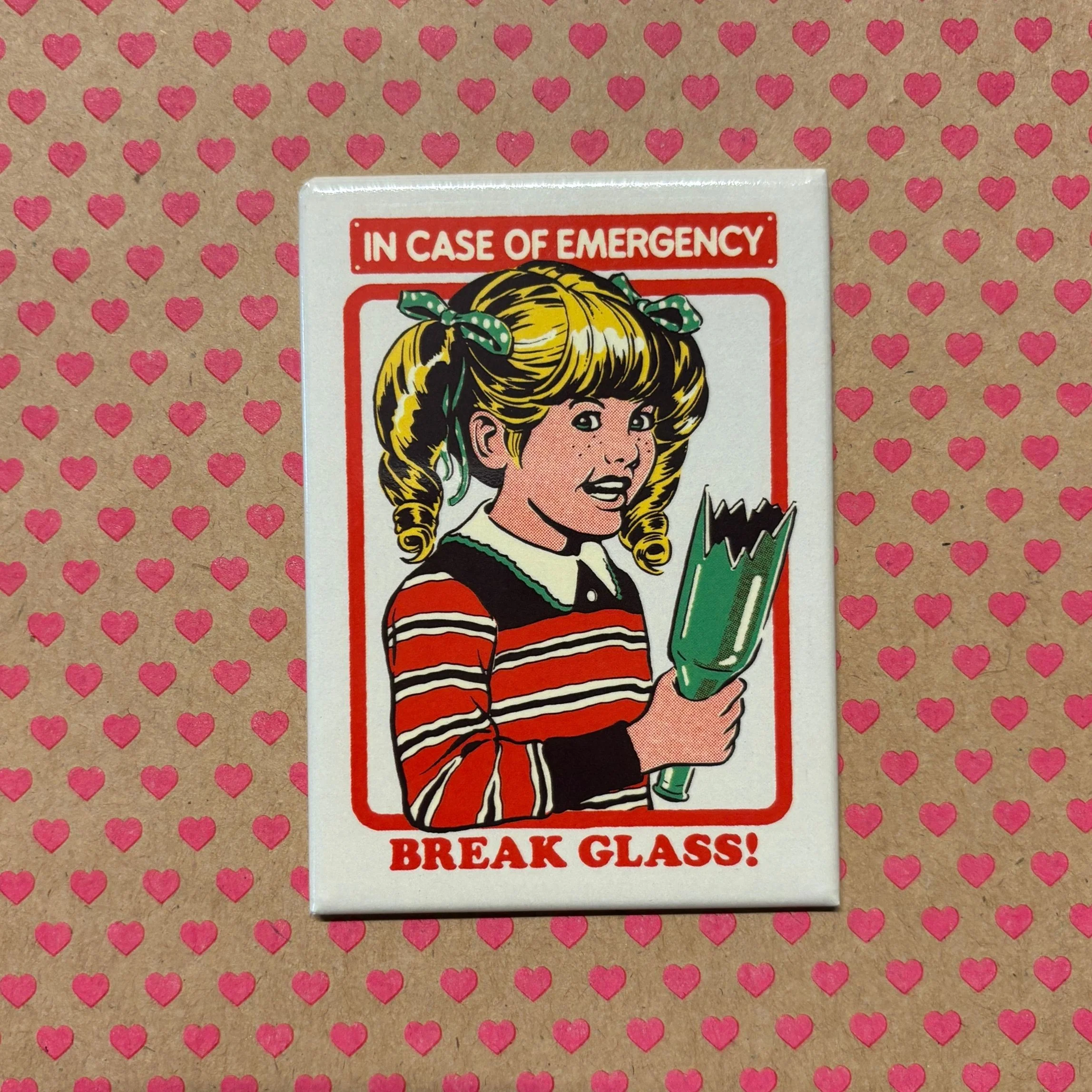 In Case of Emergency  Break Glass! Refrigerator Magnet | Rectangular Magnetic Surface Decor Art by Steven Rhodes | 2.5" X 3.5" - Image 3