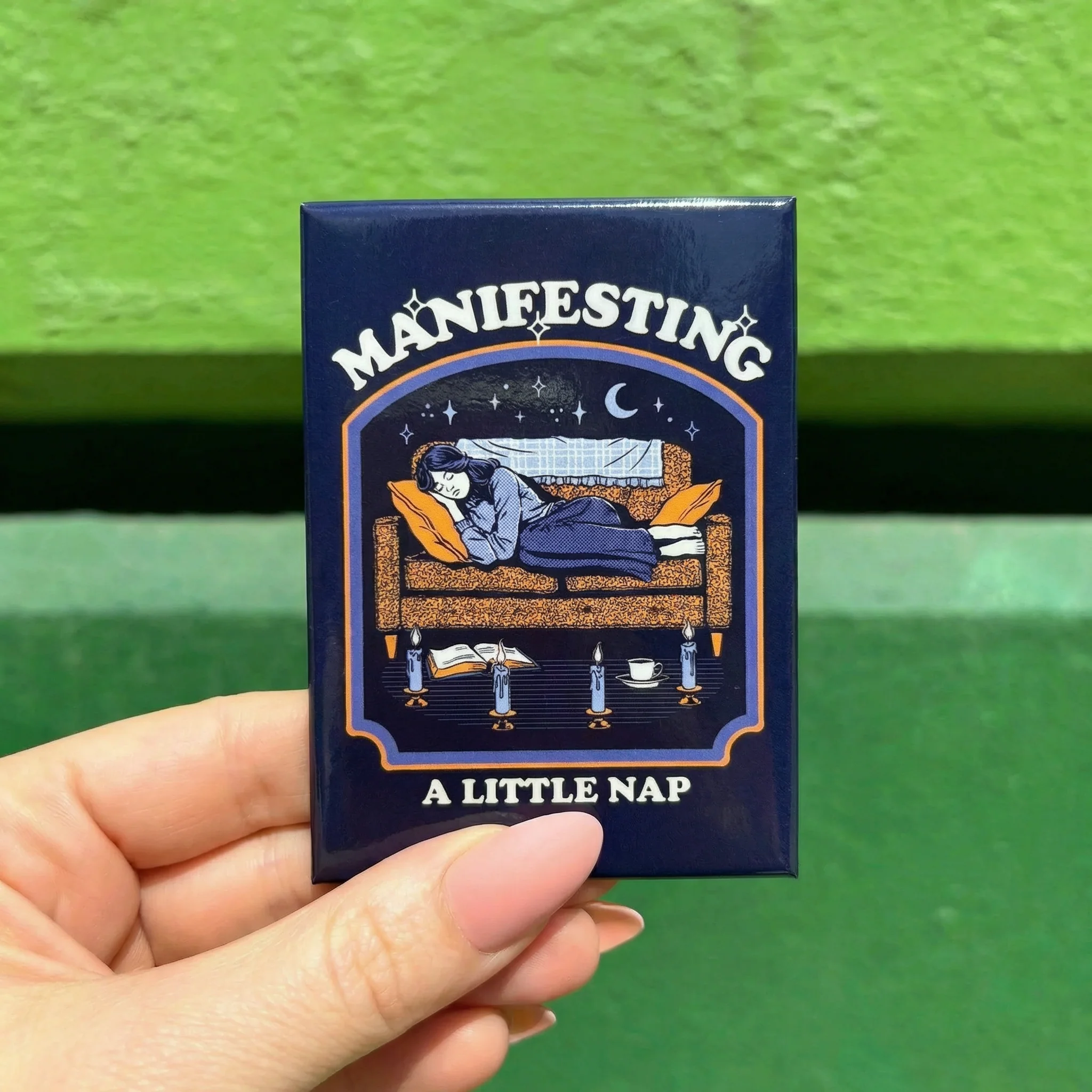 Manifesting A Little Nap Rectangular Refrigerator Magnet | Magnetic Surface Decor Art by Steven Rhodes | 2.5" X 3.5"