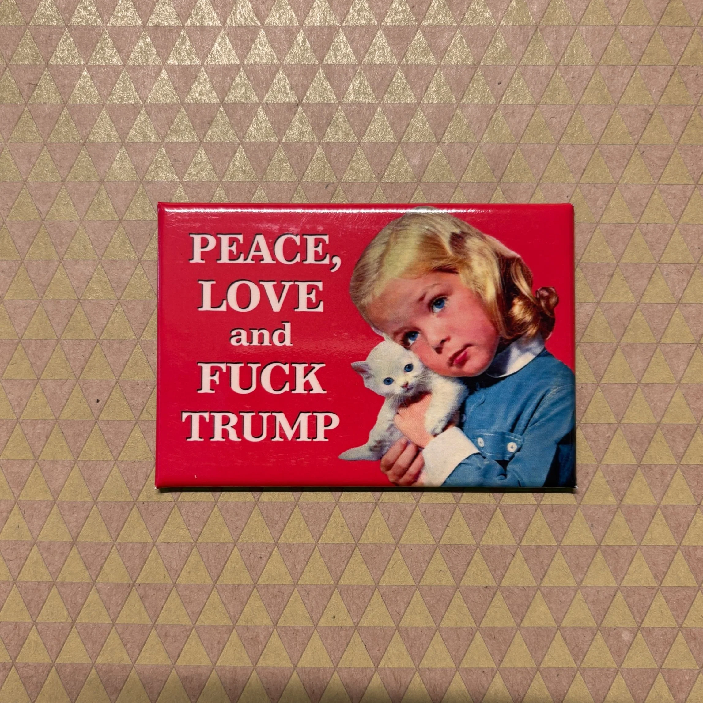 Peace, Love and Fuck Trump Refrigerator Magnet | 3" x 2" - Image 2