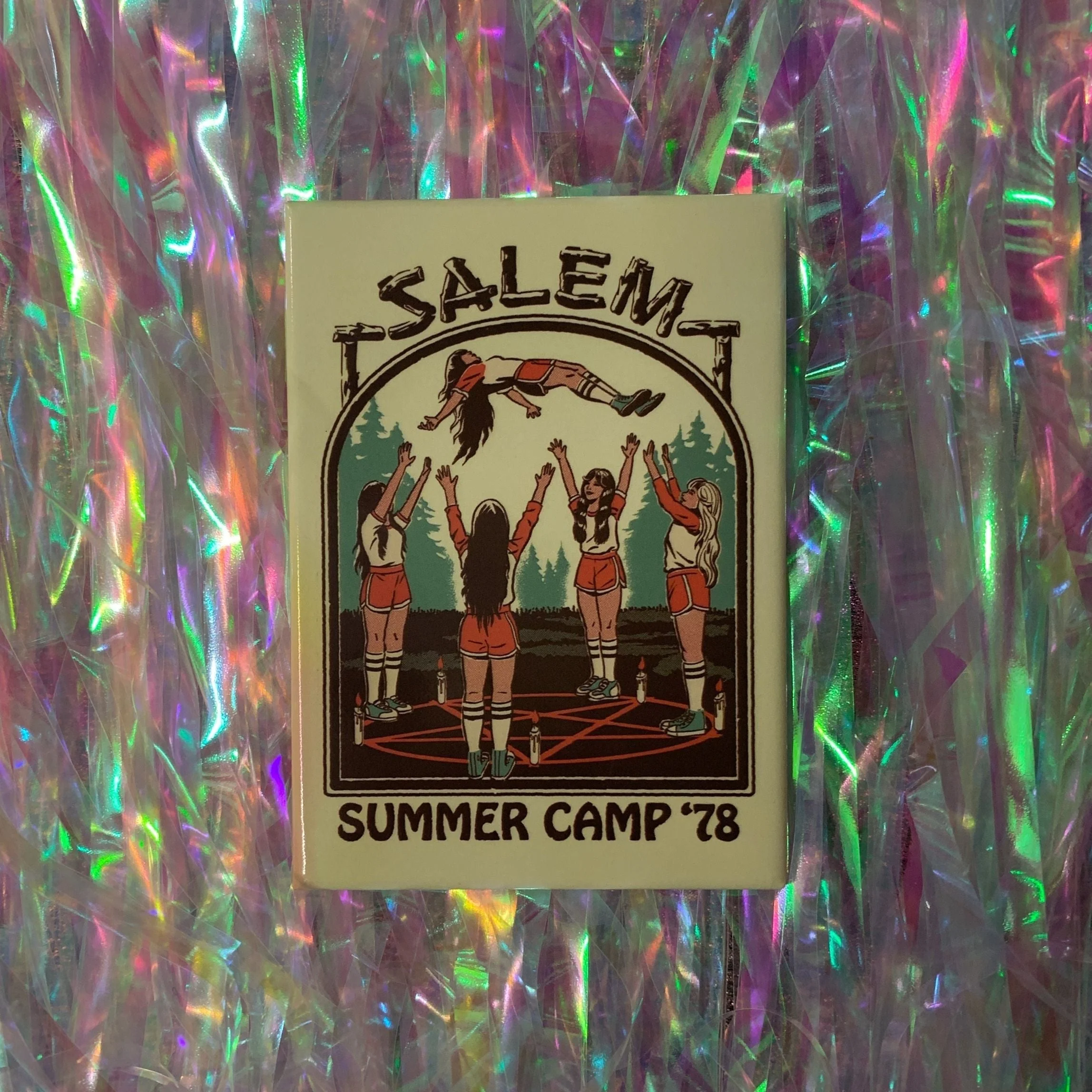 Salem Summer Camp '78 Rectangular Fridge Magnet | '80s Children's Book Style Satirical Art by Steven Rhodes | 2.5" X 3.5" - Image 3