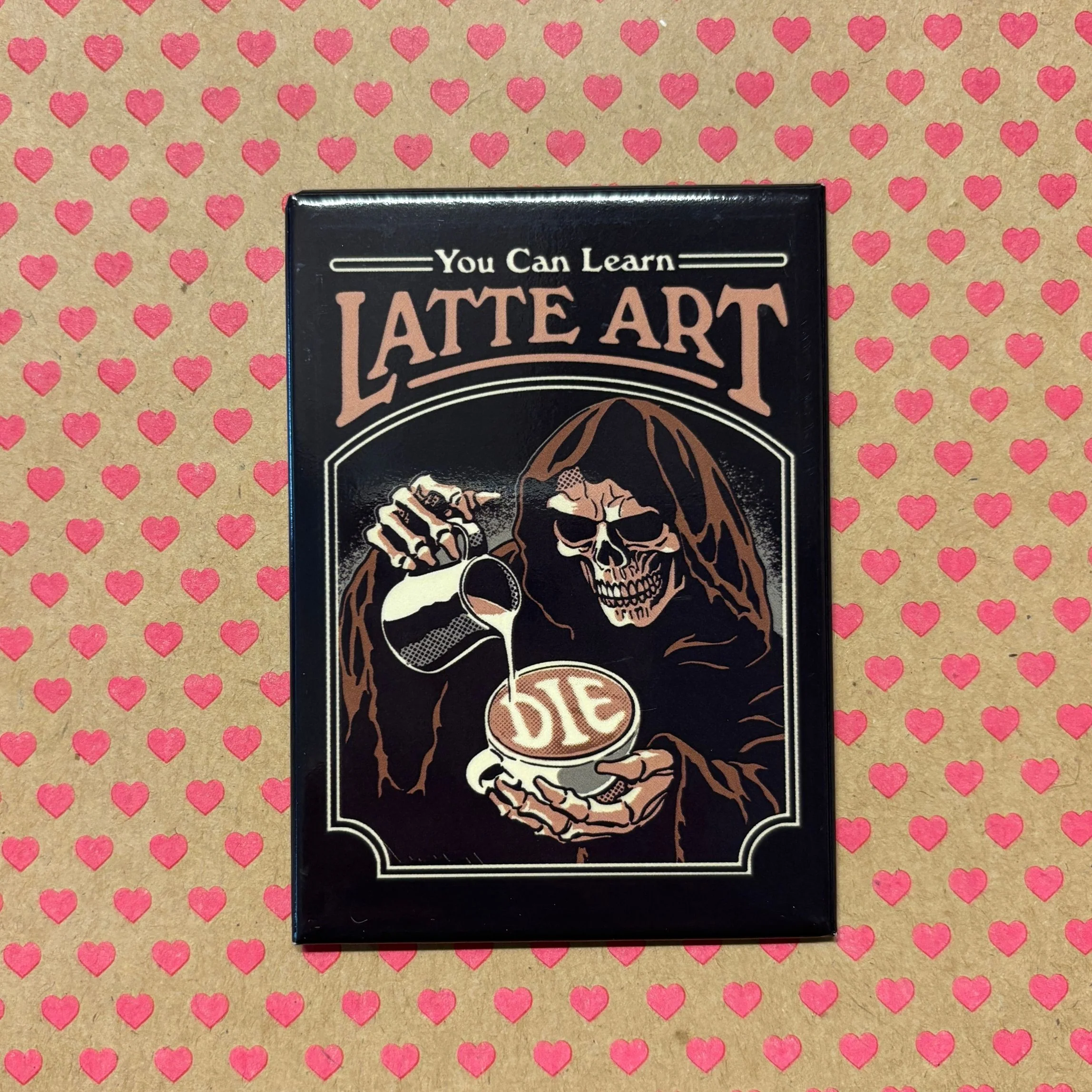 You Can Learn Latte Art Spooky Refrigerator Magnet | Rectangular Magnetic Surface Decor Art by Steven Rhodes | 2.5" X 3.5" - Image 2