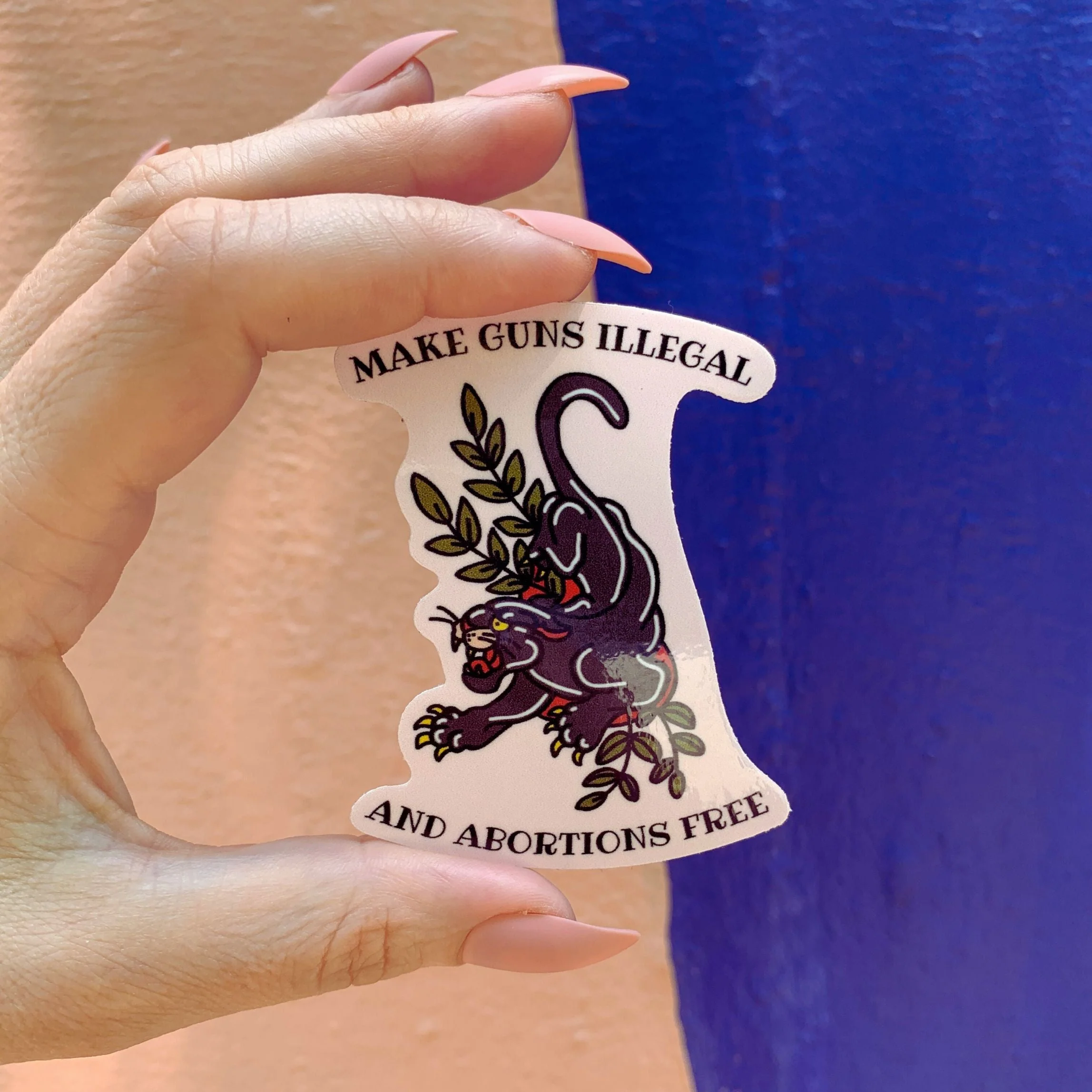Make Guns Illegal and Abortions Free Sticker with Vintage Tattoo Motif | Vinyl Die Cut Decal - Image 3