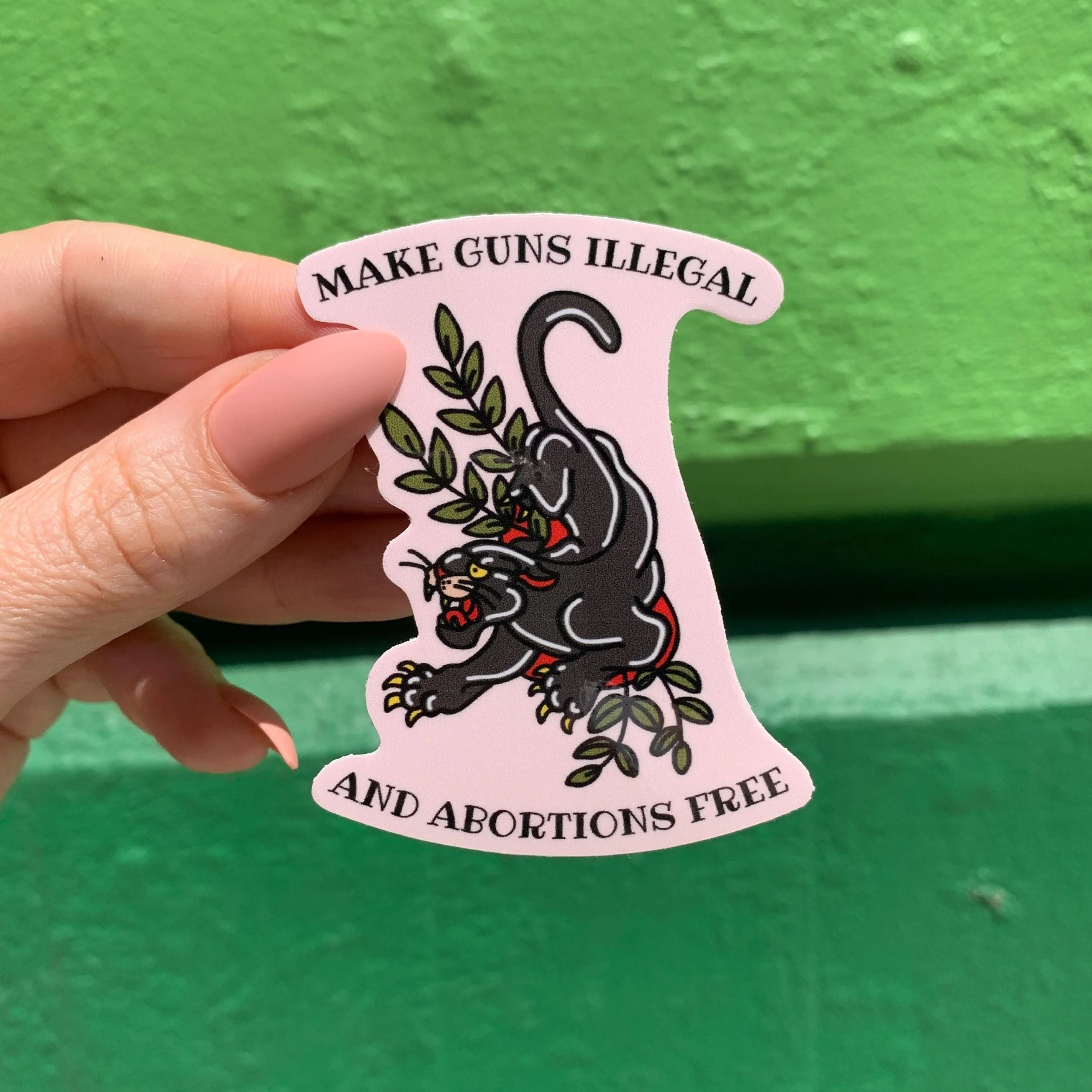 Make Guns Illegal and Abortions Free Sticker with Vintage Tattoo Motif | Vinyl Die Cut Decal - Image 4