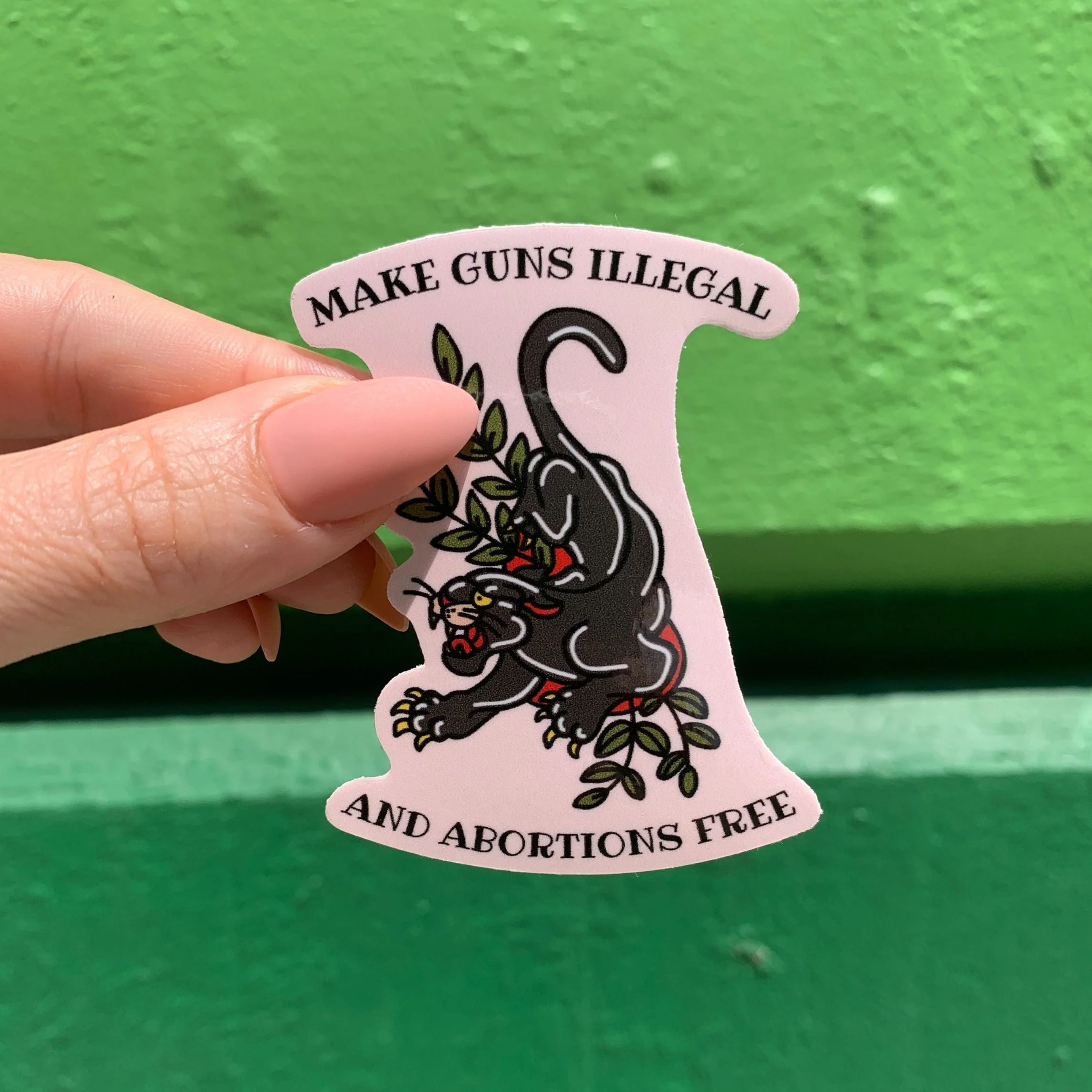 Make Guns Illegal and Abortions Free Sticker with Vintage Tattoo Motif | Vinyl Die Cut Decal - Image 5