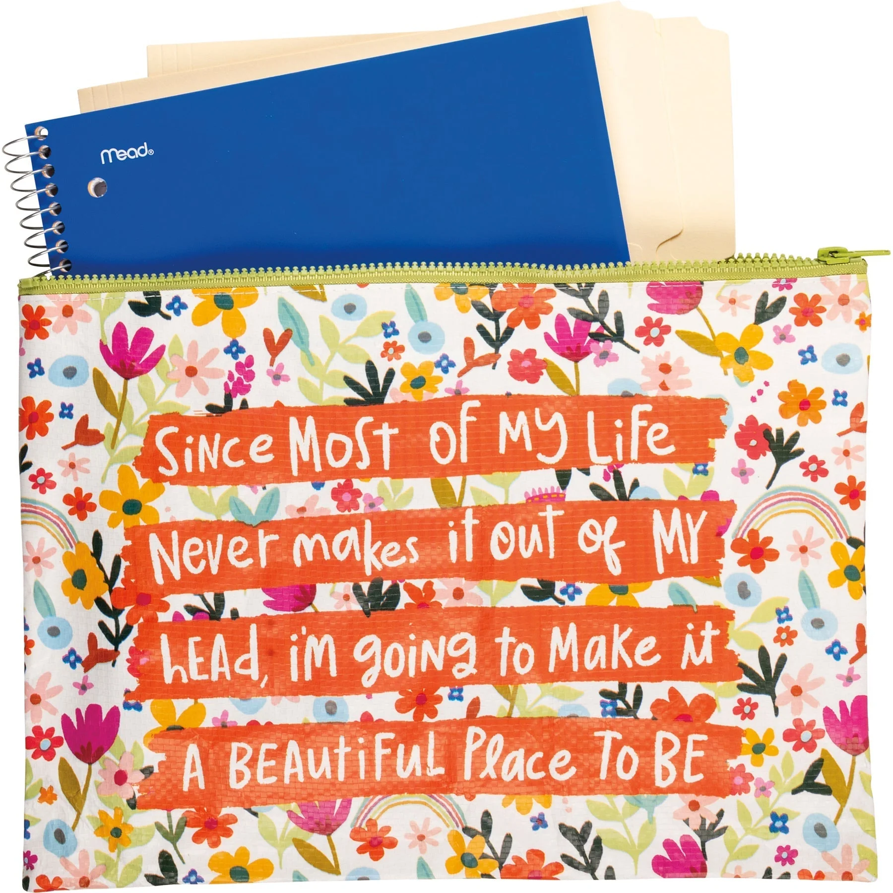 Jumbo Pouch Make It A Beautiful Place To Be Zipper Folder | 14.25" x 10" - Image 3