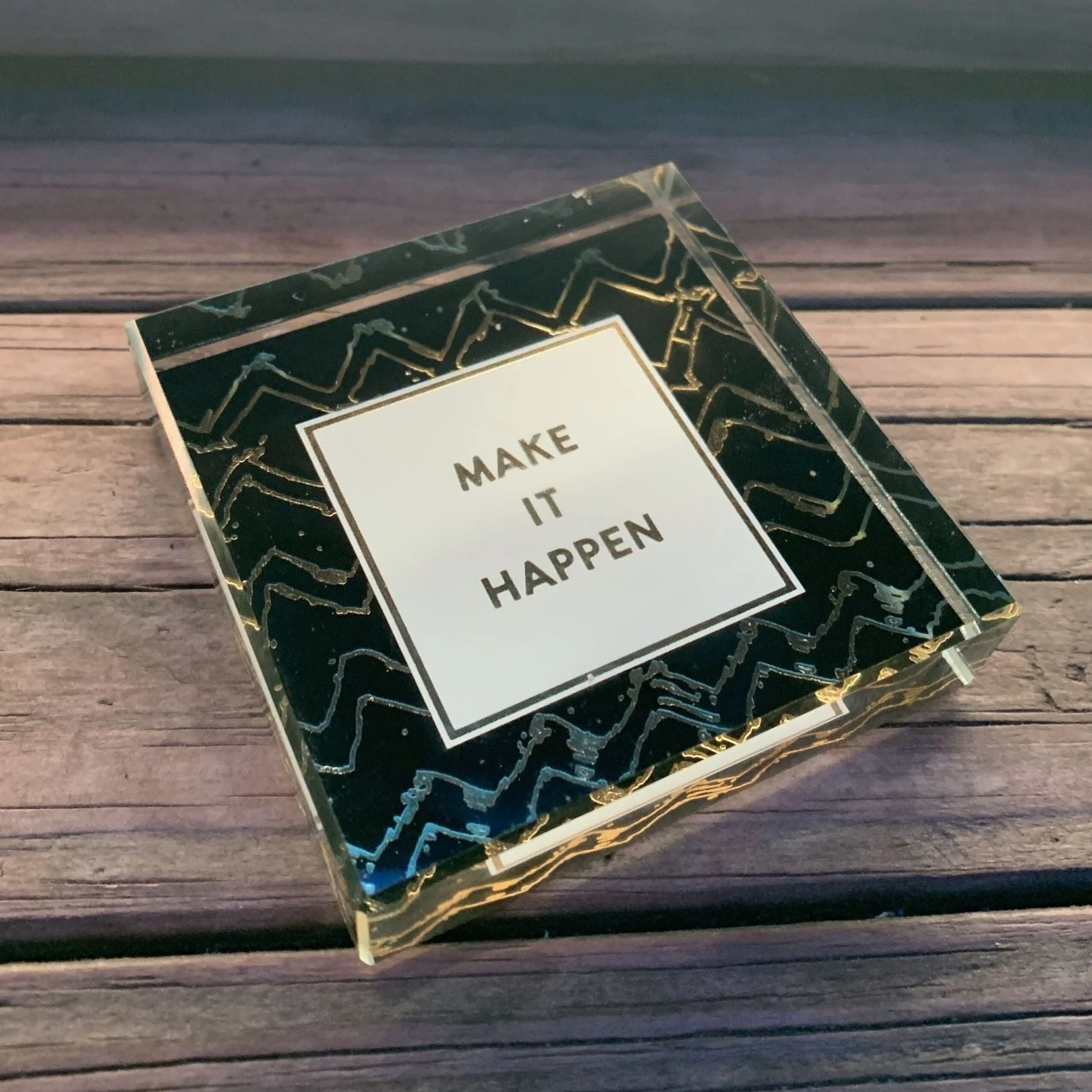 Make It Happen 3"x3" Paperweight in Black - Image 3