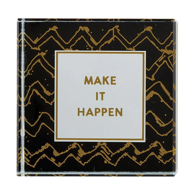 Make It Happen 3"x3" Paperweight in Black - Image 4
