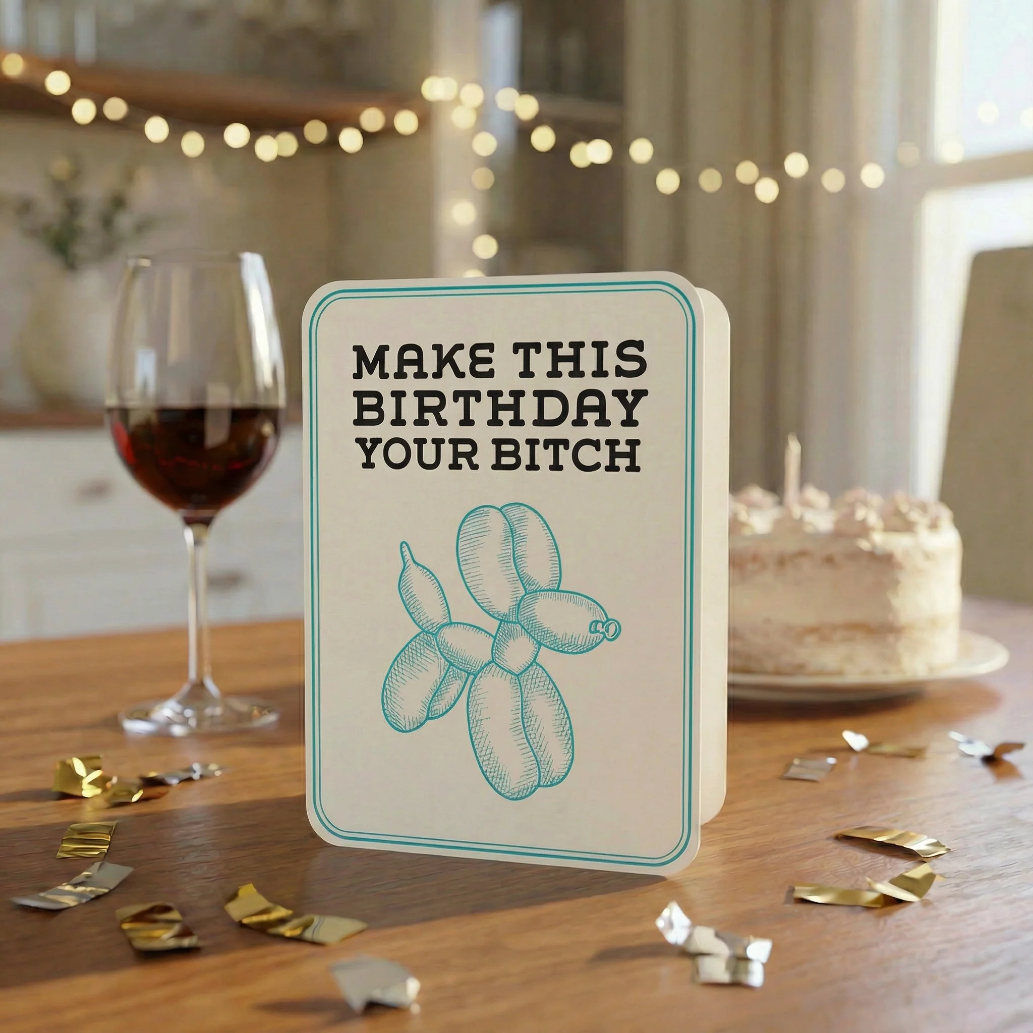 Make This Birthday Your Bitch Deluxe Greeting Card with Sticker | Blank Inside - Image 2
