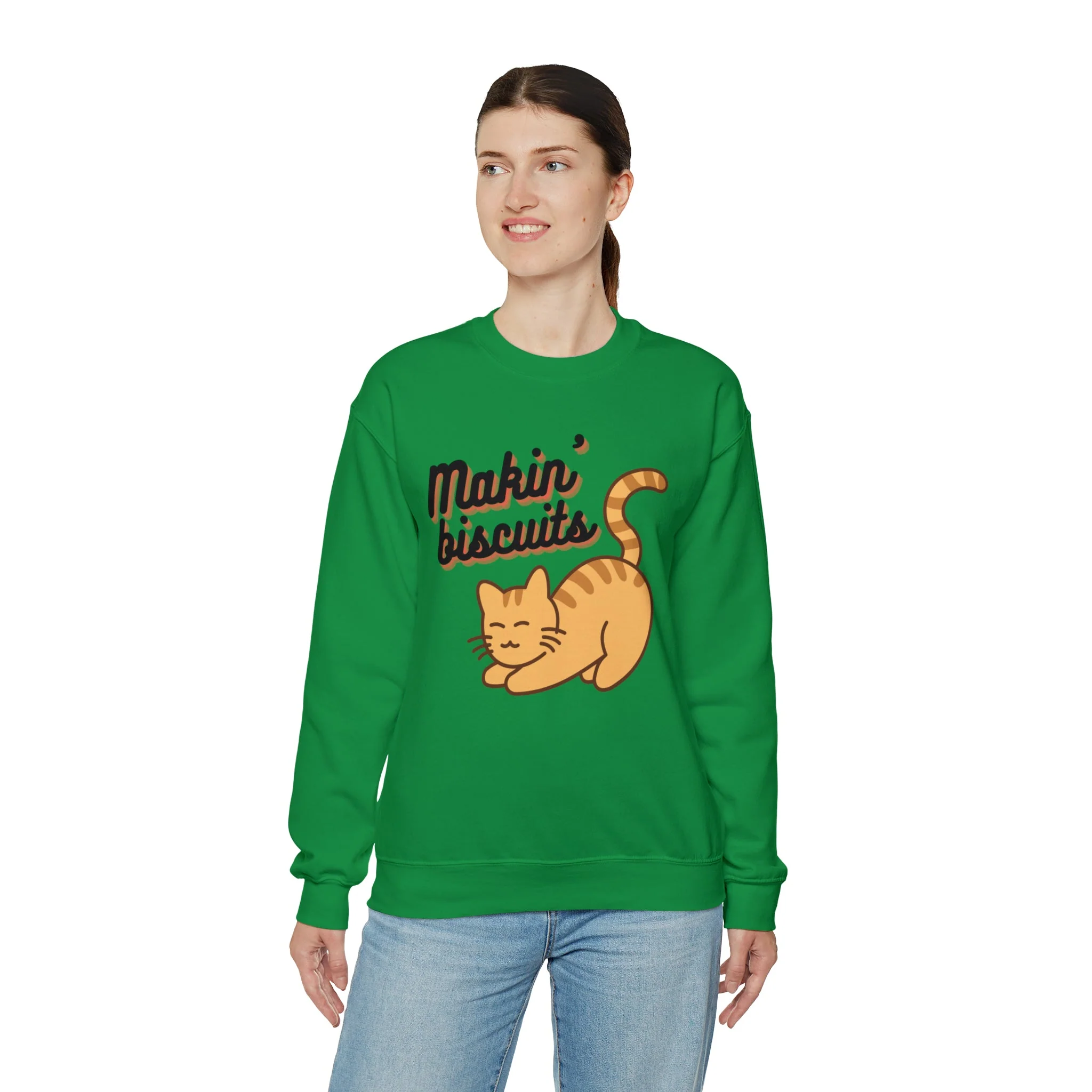 Makin' Biscuits Cat Unisex Heavy Blend™ Crewneck Sweatshirt - Image 3