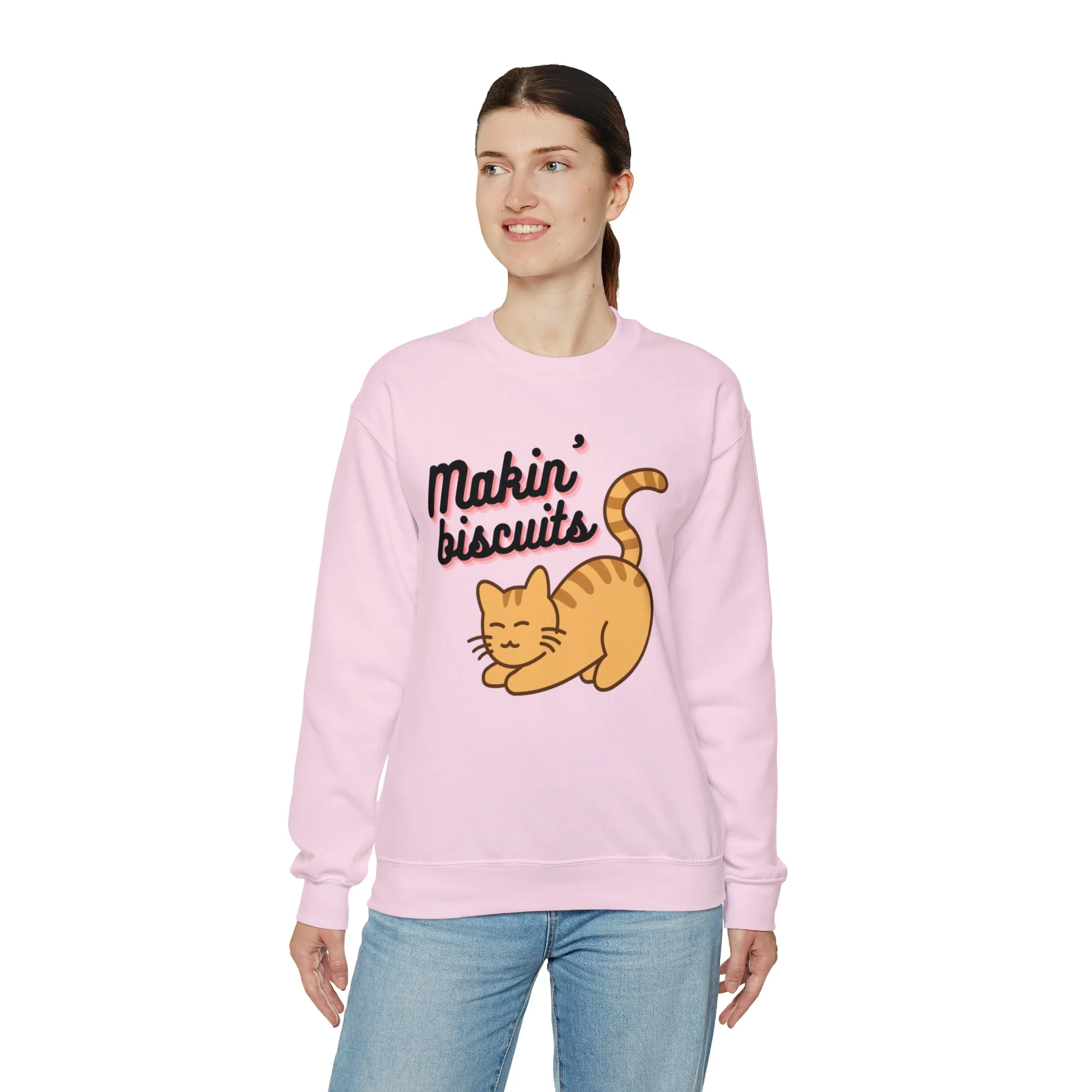 Makin' Biscuits Cat Unisex Heavy Blend™ Crewneck Sweatshirt - Image 4