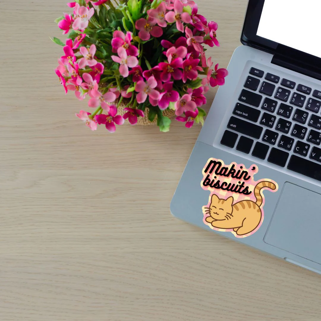 Makin' Biscuits Cat Sticker | Vinyl Die Cut Decal - Image 3