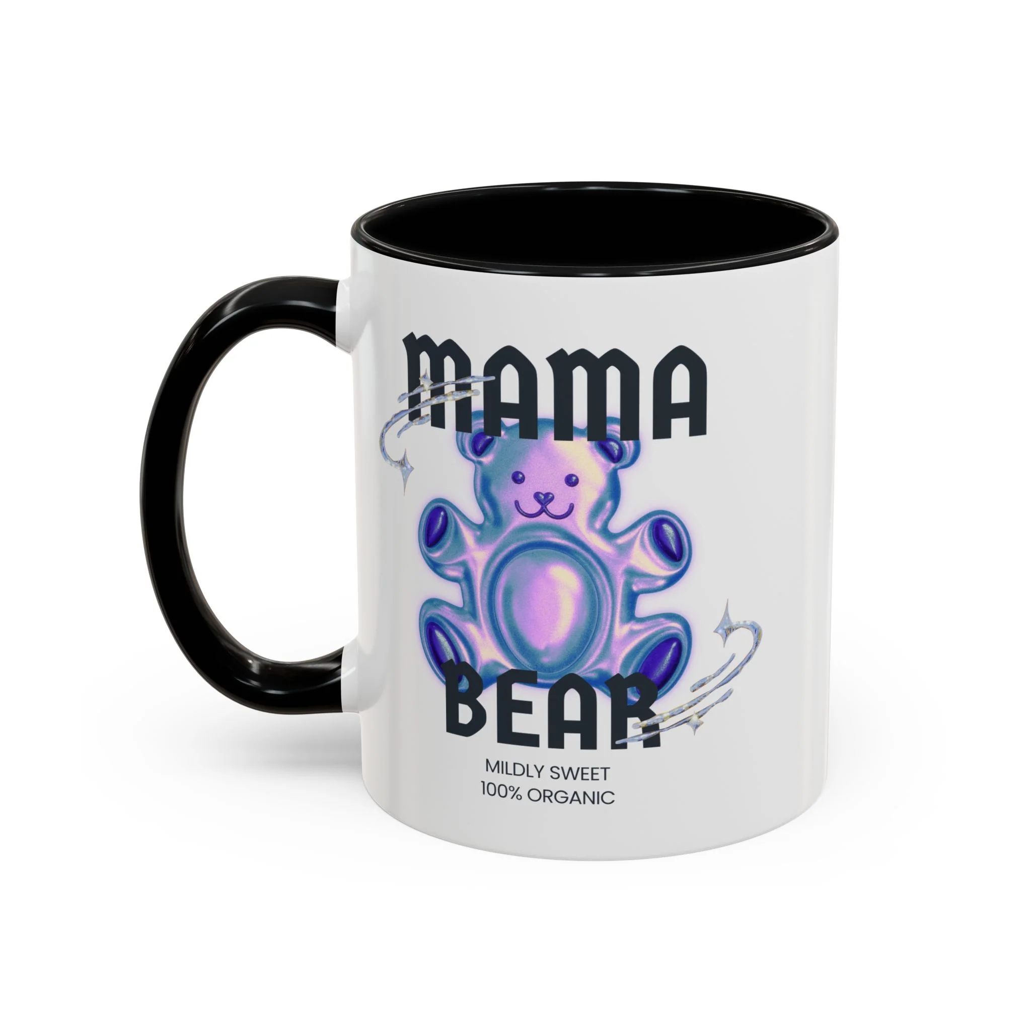 Mama Bear Mildly Sweet 100% Organic Gummy Bear 11oz Black Mug | Mothers Day Coffee Lovers Gift - Image 2