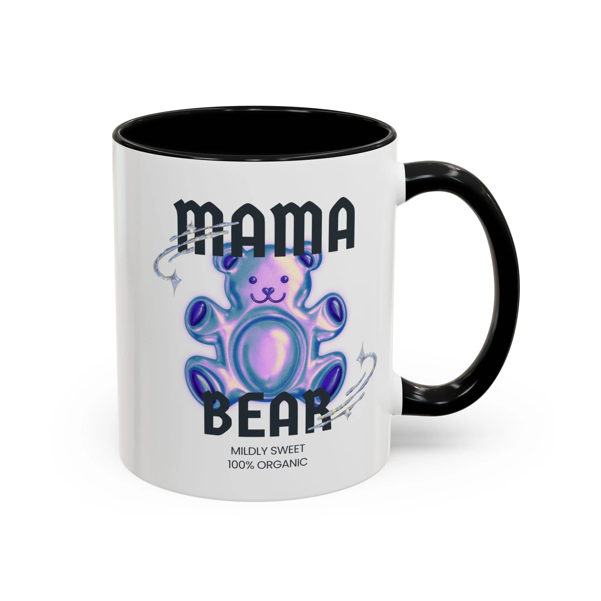 Mama Bear Mildly Sweet 100% Organic Gummy Bear 11oz Black Mug | Mothers Day Coffee Lovers Gift - Image 3