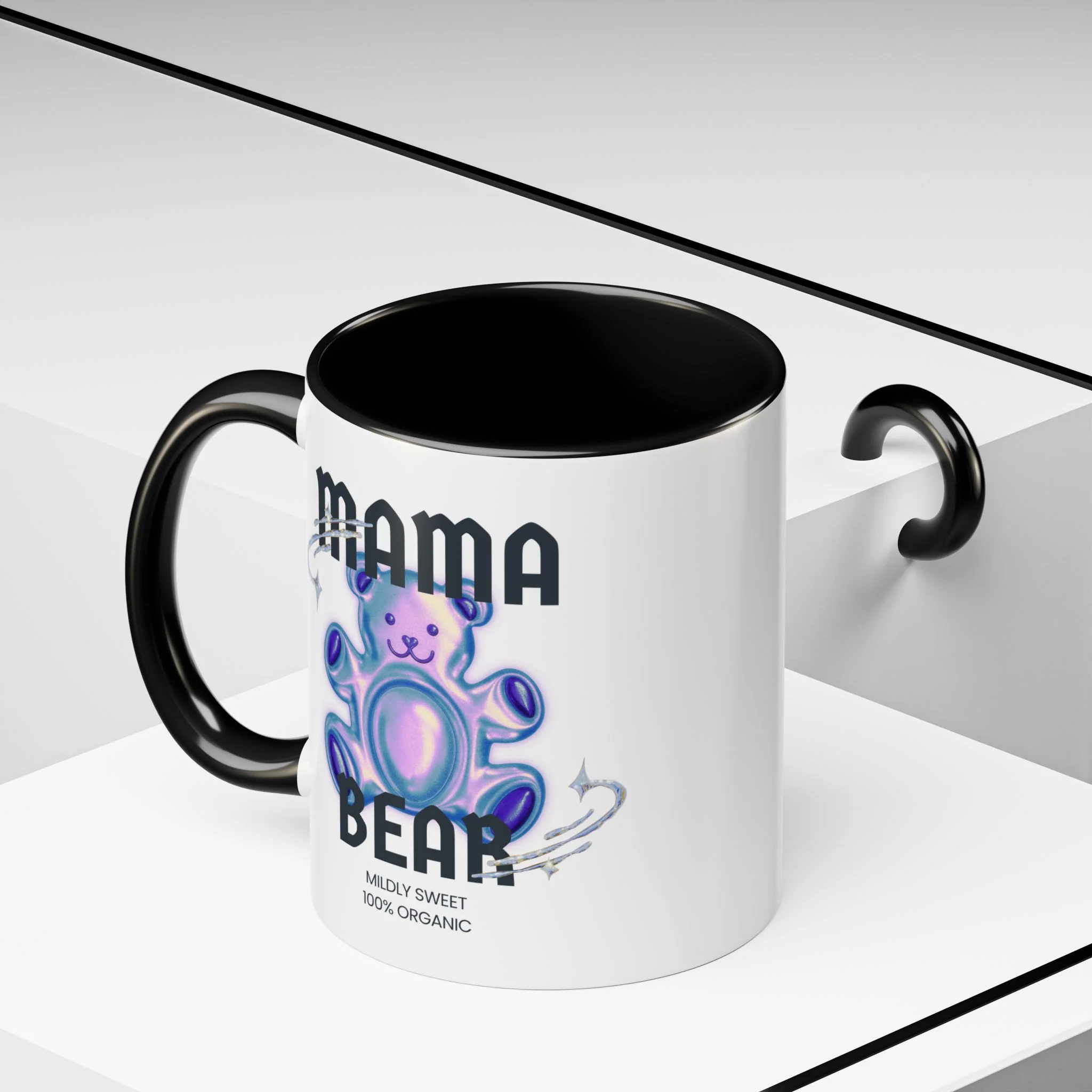 Mama Bear Mildly Sweet 100% Organic Gummy Bear 11oz Black Mug | Mothers Day Coffee Lovers Gift - Image 5
