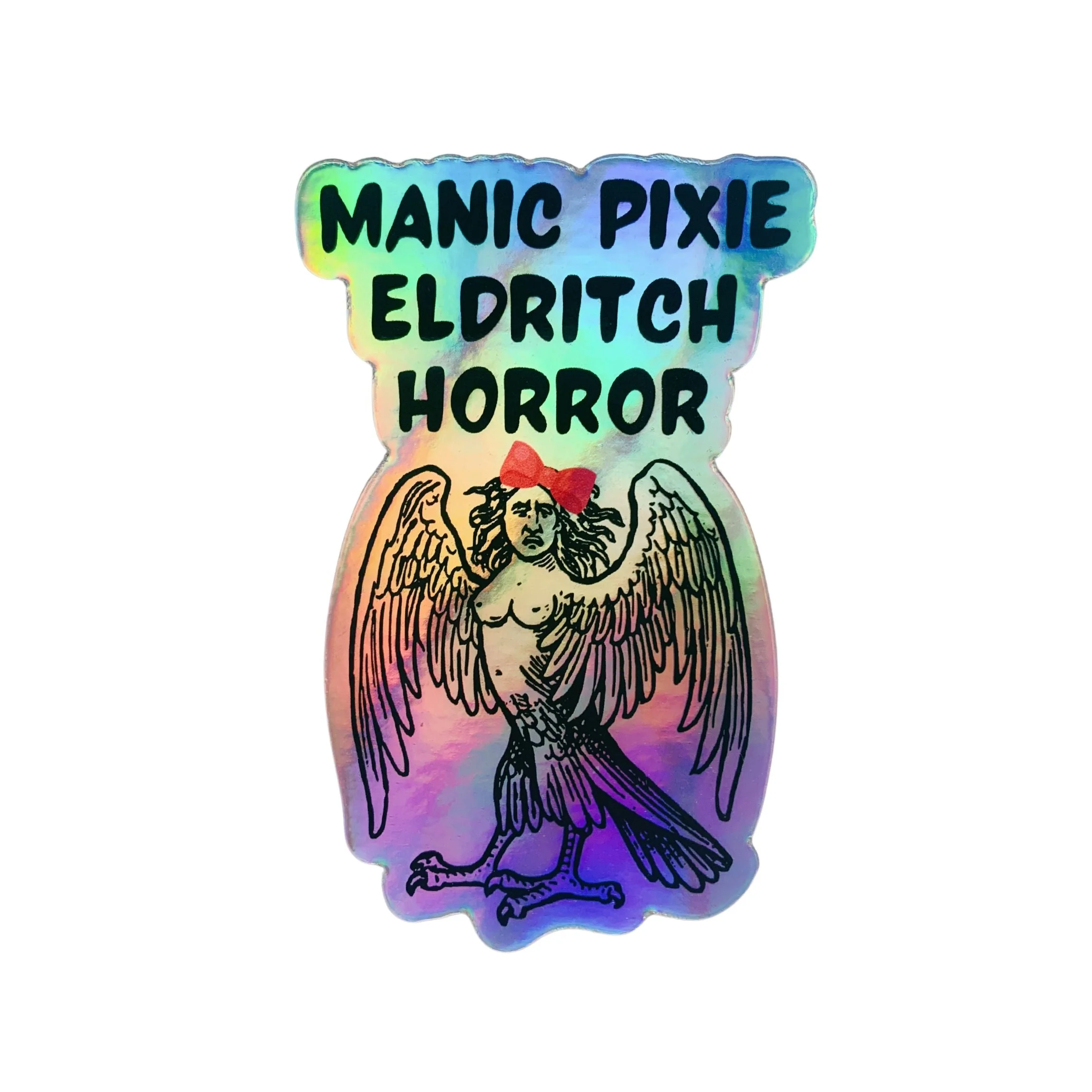 Manic Pixie Eldritch Horror Holographic Rainbow Vinyl Sticker | Vinyl Die Cut Decal - Image 2