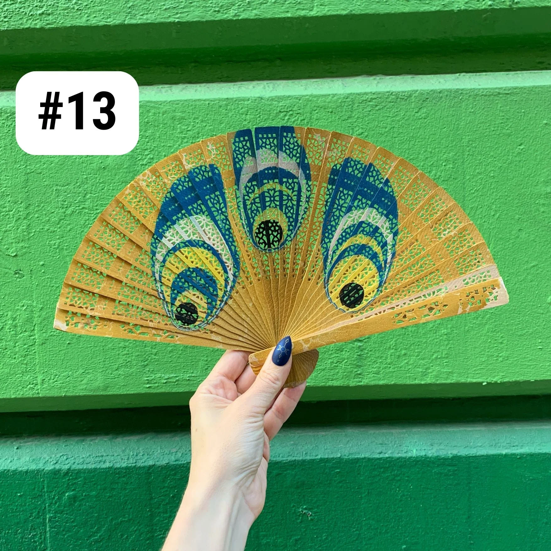 One of a Kind Hand Painted Marbled Wooden Fans - 15 Styles - Image 14