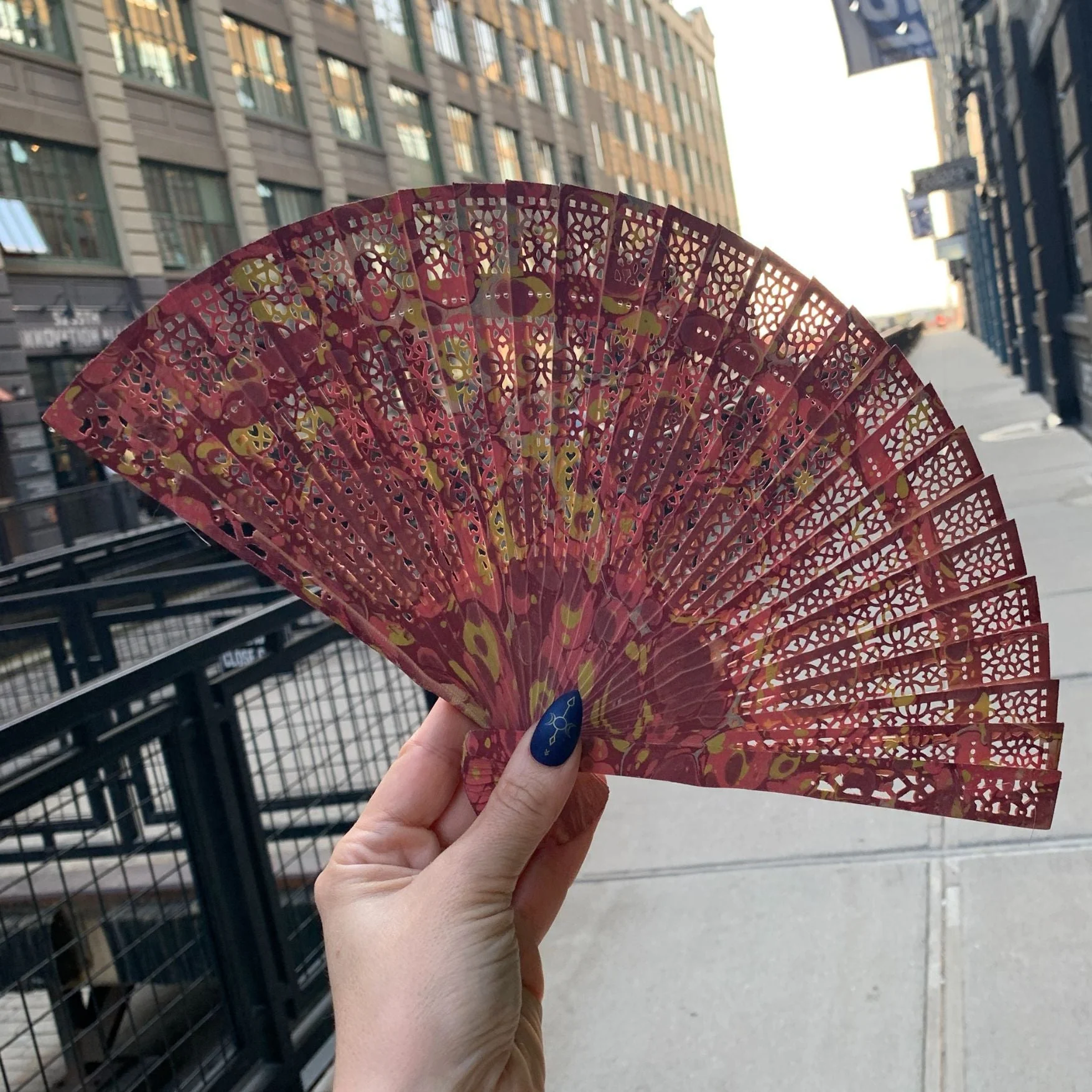 One of a Kind Hand Painted Marbled Wooden Fans - 15 Styles - Image 22