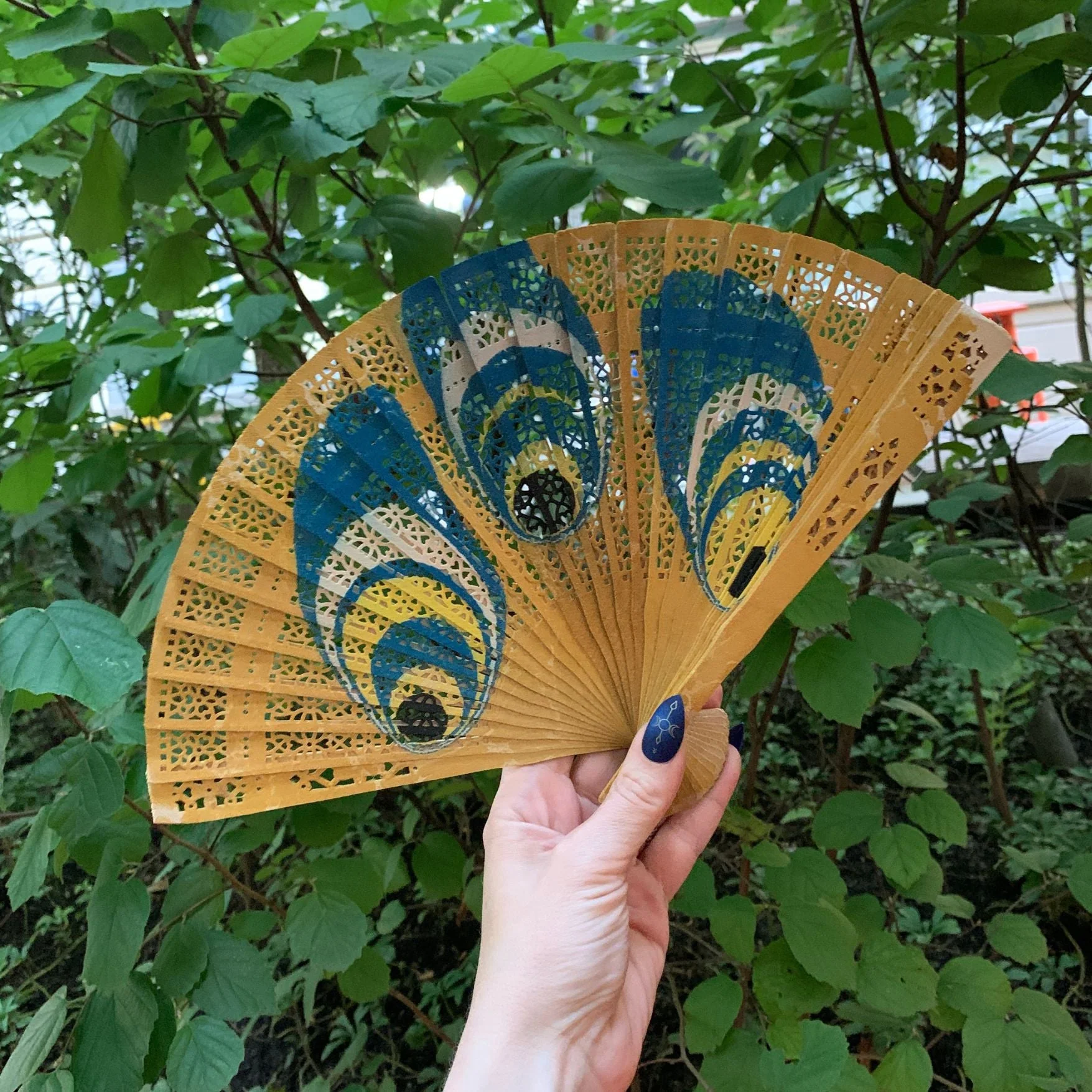 One of a Kind Hand Painted Marbled Wooden Fans - 15 Styles - Image 23