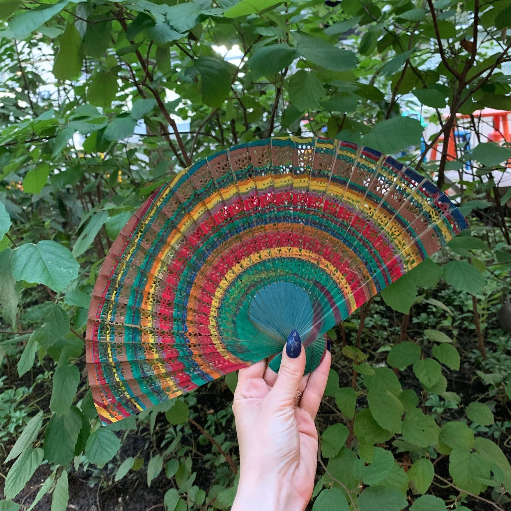 One of a Kind Hand Painted Marbled Wooden Fans - 15 Styles - Image 27