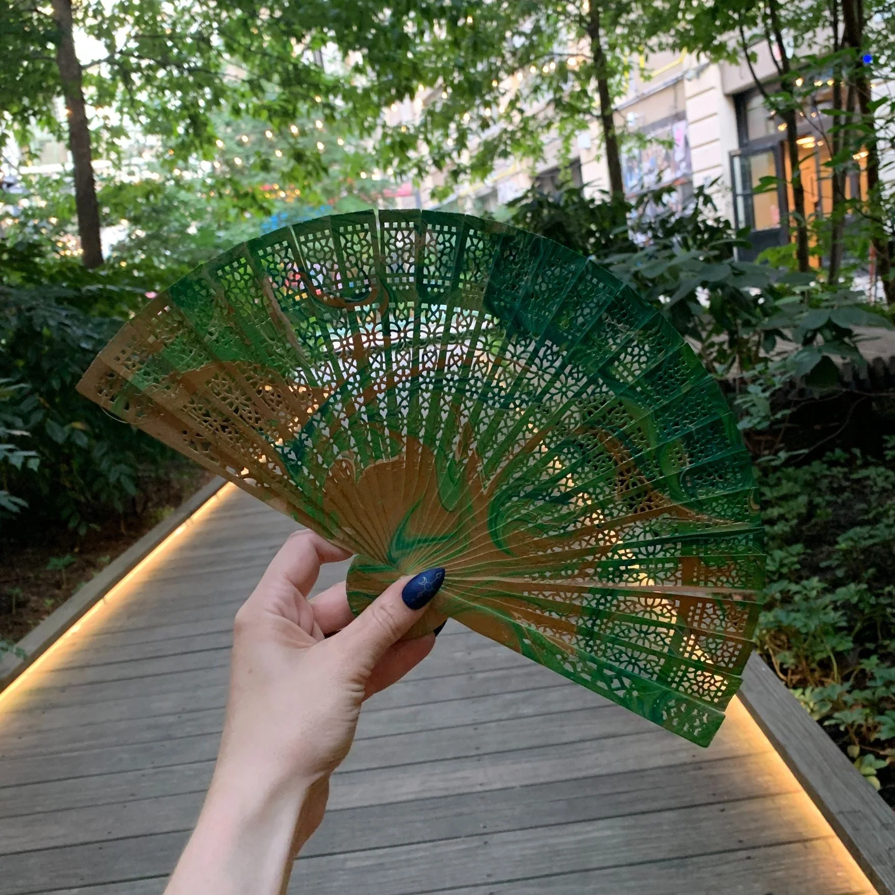 One of a Kind Hand Painted Marbled Wooden Fans - 15 Styles - Image 29