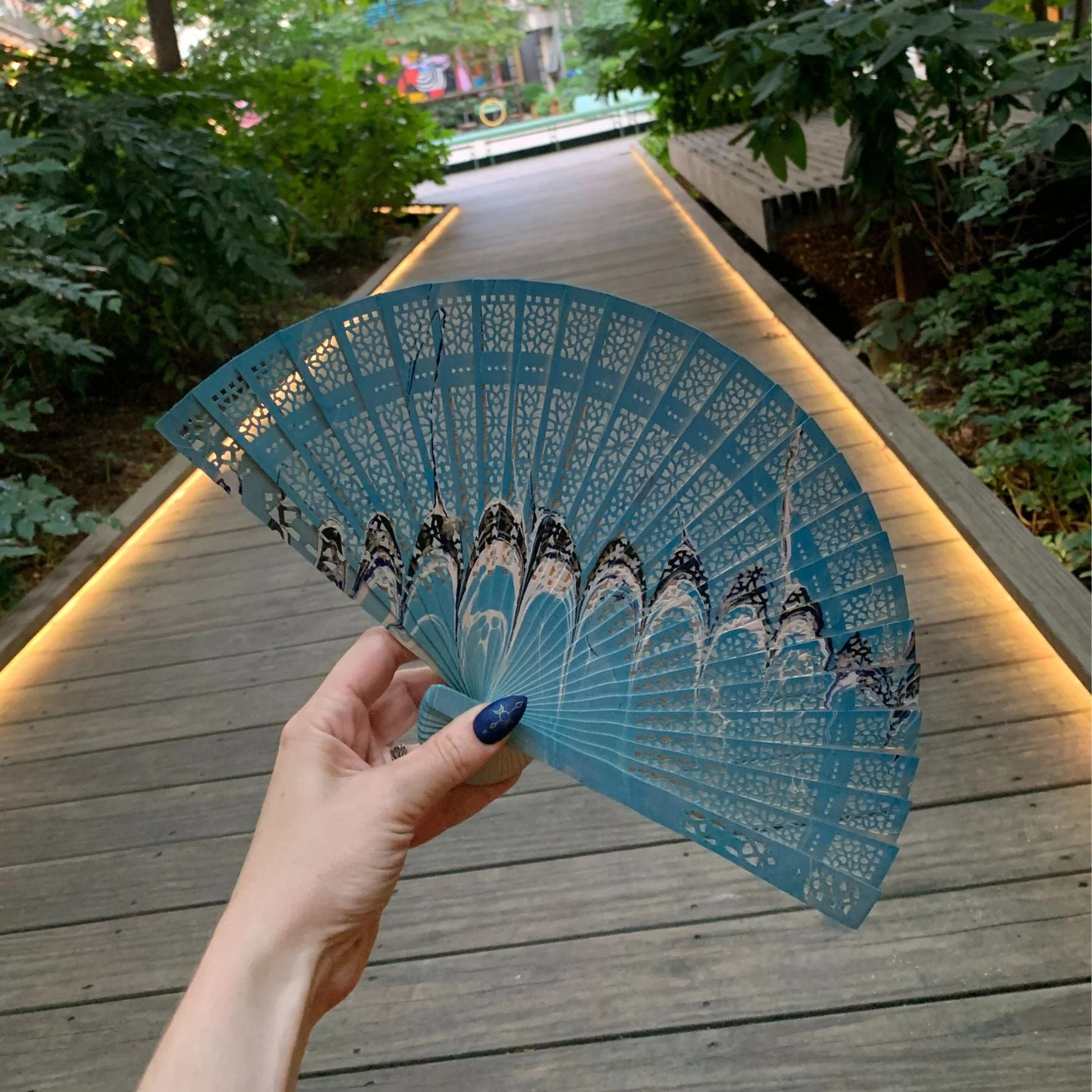 One of a Kind Hand Painted Marbled Wooden Fans - 15 Styles - Image 31