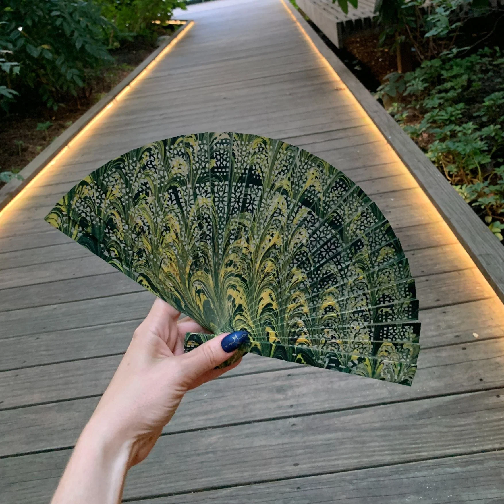 One of a Kind Hand Painted Marbled Wooden Fans - 15 Styles - Image 32