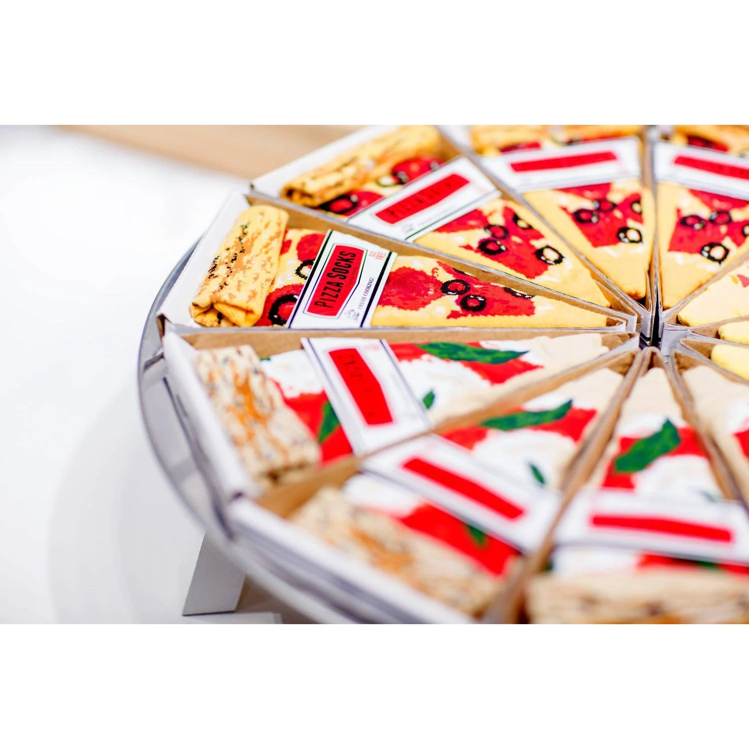 Margherita Pizza Socks | Funny Socks Folded Together Like Pizza for Gifting - Image 5