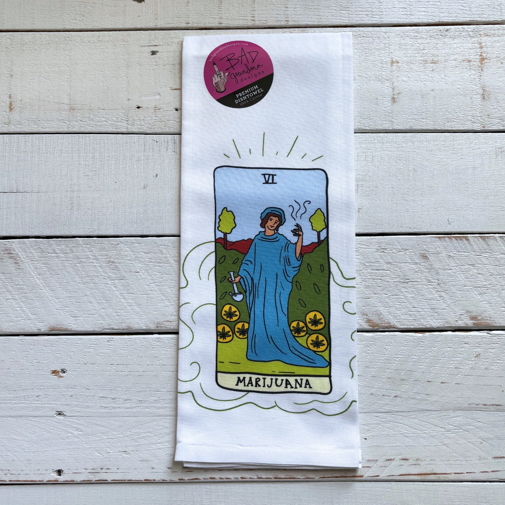 Marijuana Kitchen Tarot Dishtowel | Cotton Kitchen Hand Tea Dishcloth - Image 4
