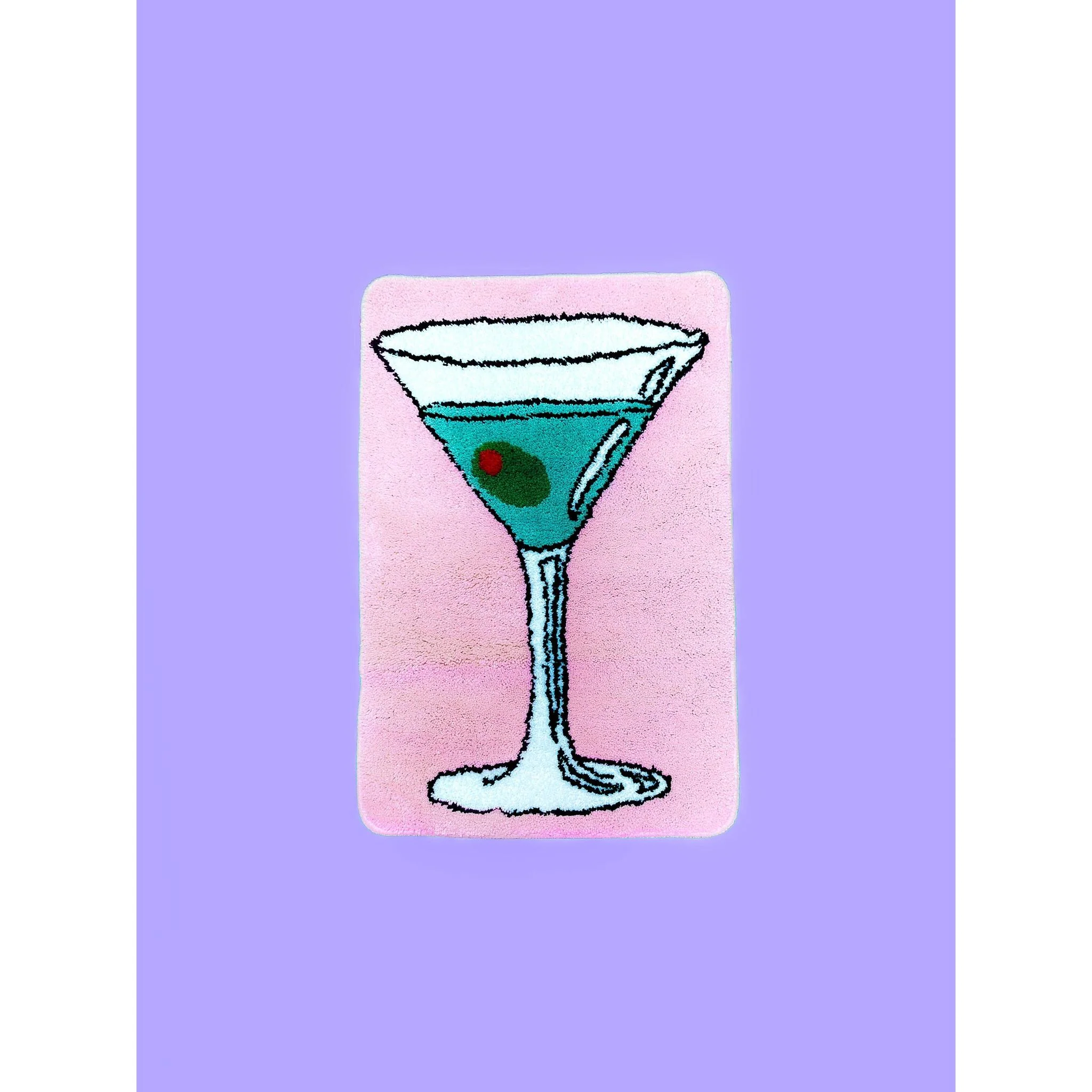 Ultrasoft Martini Rug | Pink Rectangle Slip Resistant Door Mat | 30" x 20" - Image 2