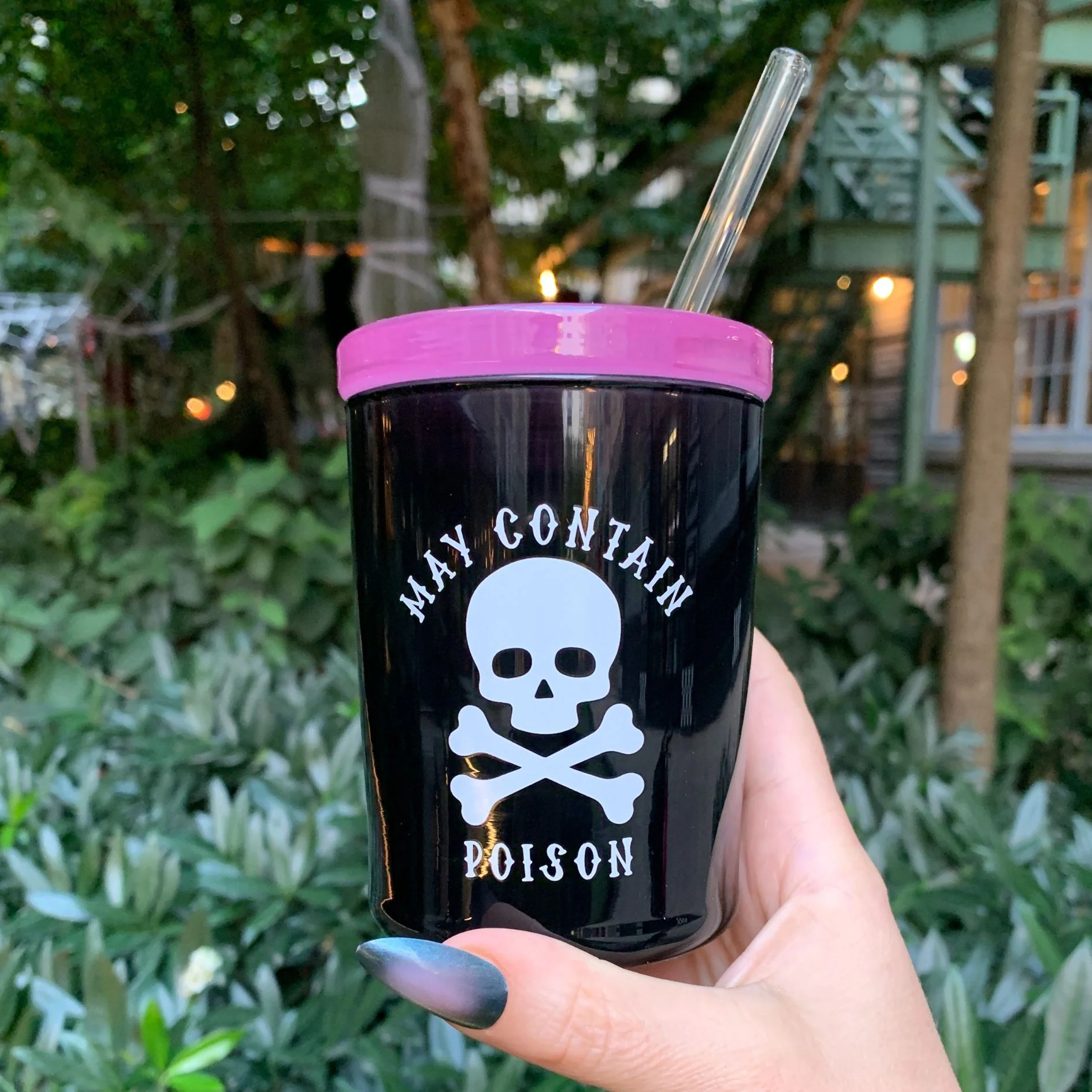 May Contain Poison Glass Double Old Fashioned with Lid and Straw | Halloween Spooky Tumbler - Image 7
