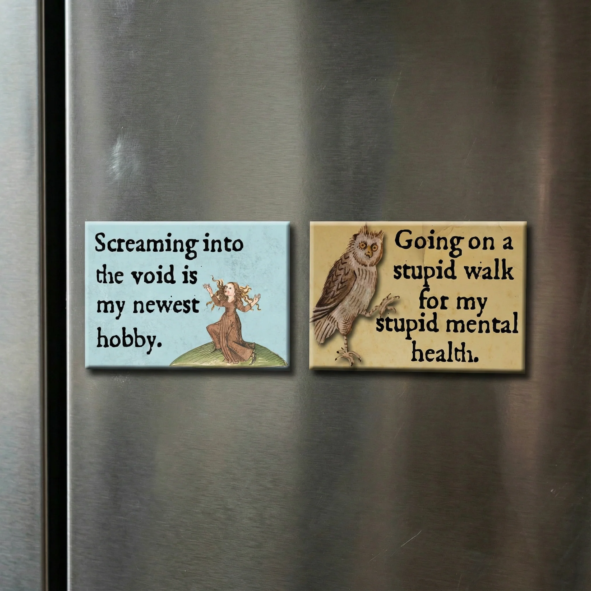 Screaming into the Void Medieval Marginalia Refrigerator Magnet | Funny Existential Humor Magnet - Image 4