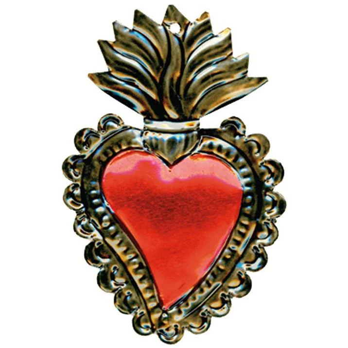 Medium Tin Flaming Heart Napoli | Handmade in Mexico | 4.75" - Image 5