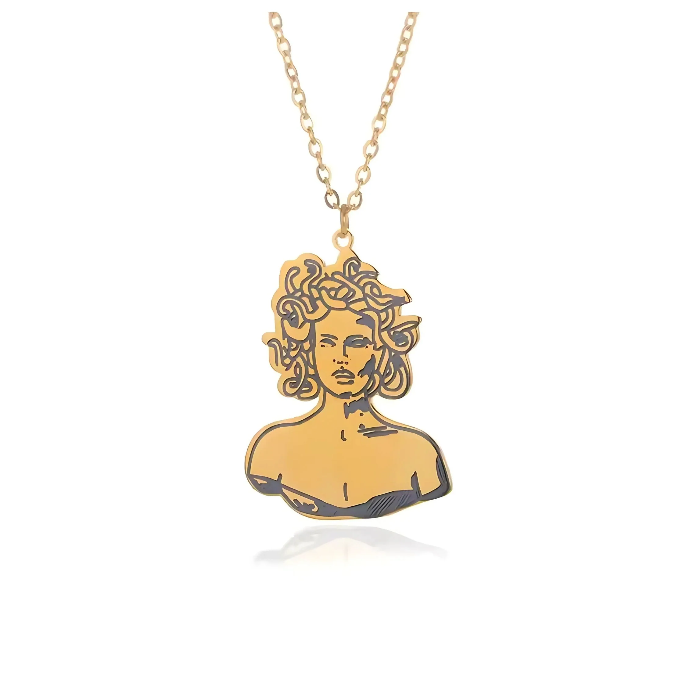 Medusa Pendant Necklace in Gold or Silver - Image 2