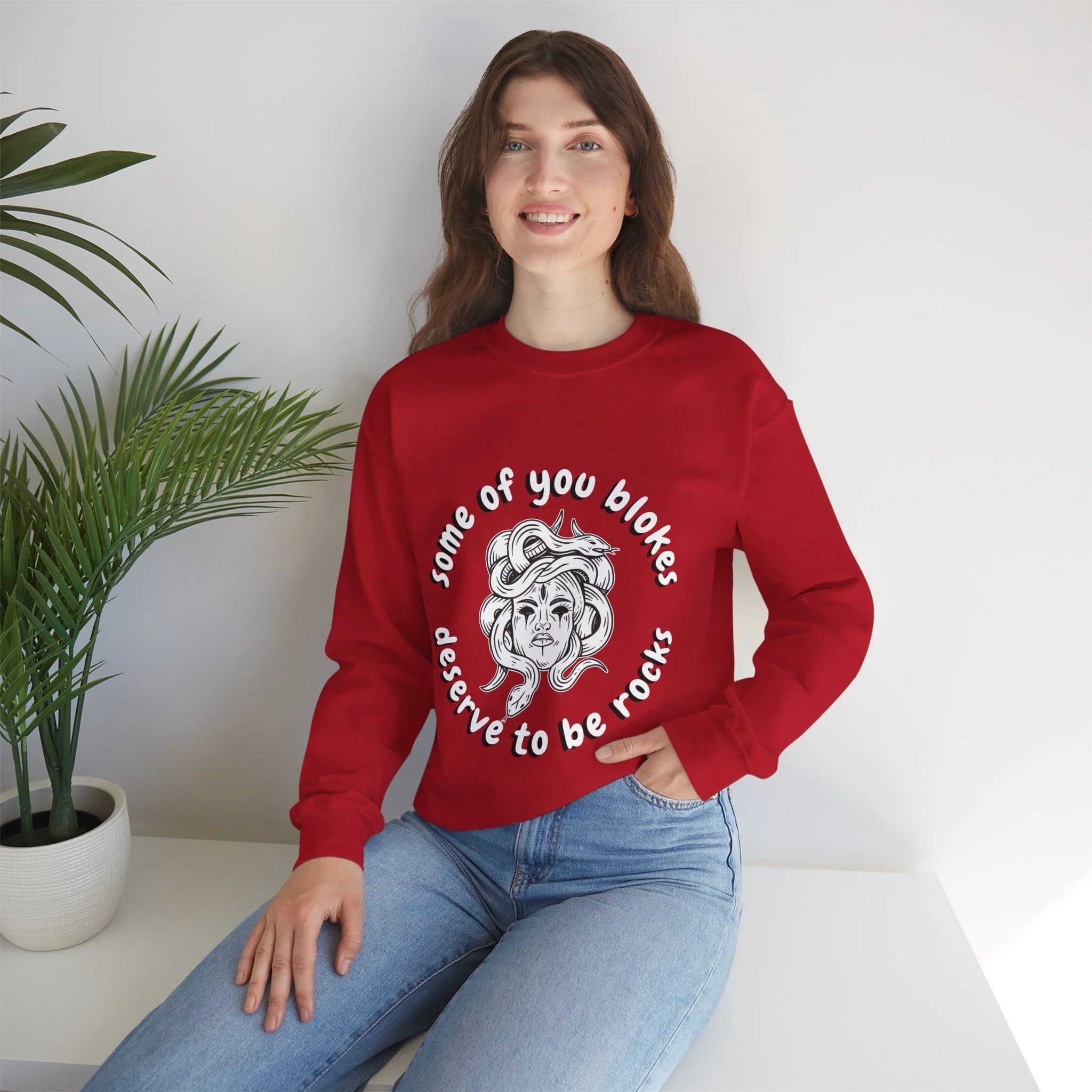 Medusa Some Of You Blokes Deserve to Be Rocks Unisex Heavy Blend™ Crewneck Sweatshirt [Sizes S-5X] - Image 11