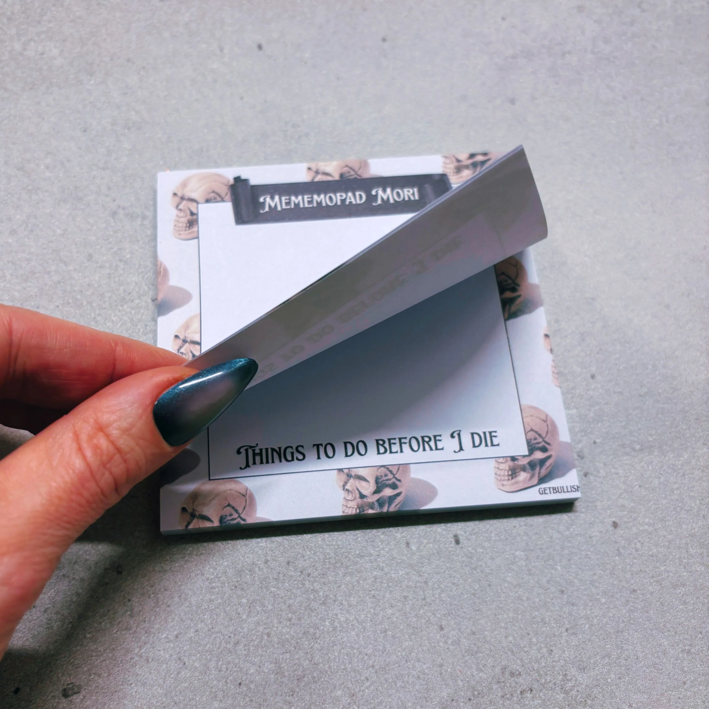 Mememopad Mori Jumbo Sticky Notes | Skull Notepad | 4" x 4" 50 Pages - Image 3