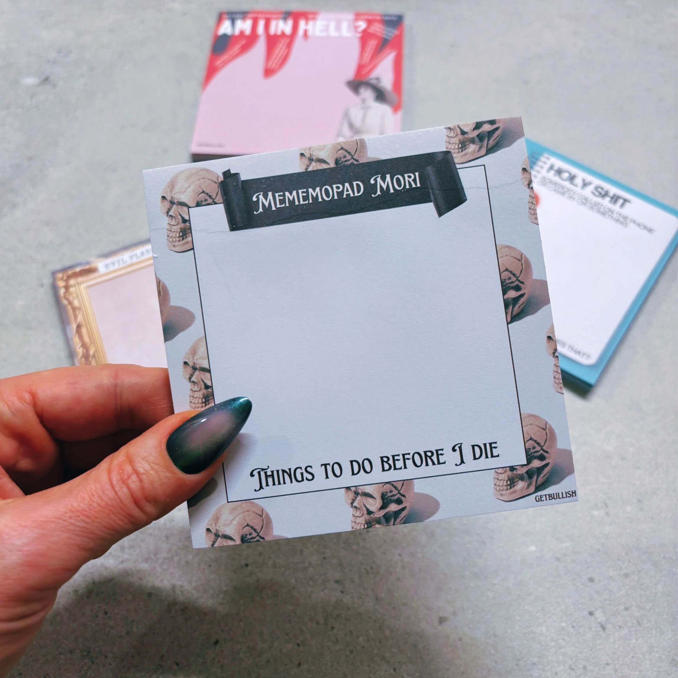 Mememopad Mori Jumbo Sticky Notes | Skull Notepad | 4" x 4" 50 Pages - Image 5