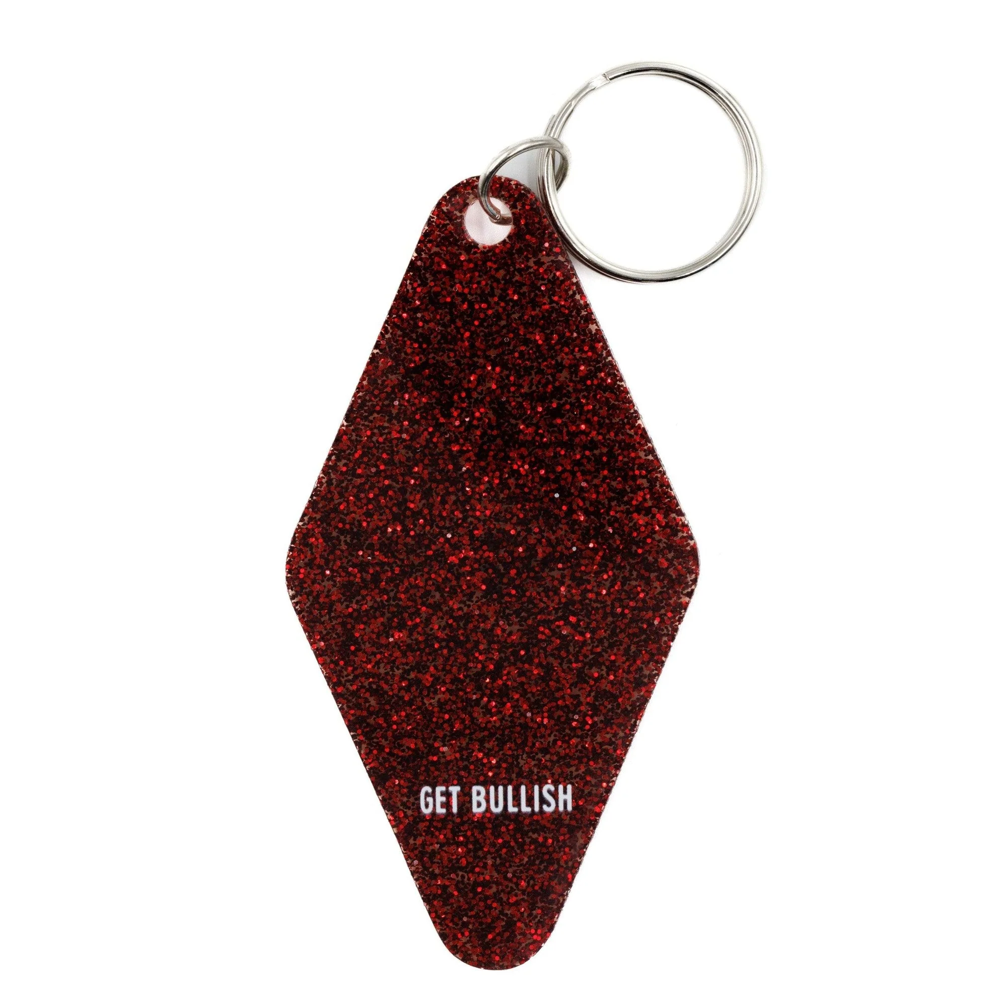 Men Are Trash Don't @ Me Motel Keychain in Glitter Maroon - Image 4