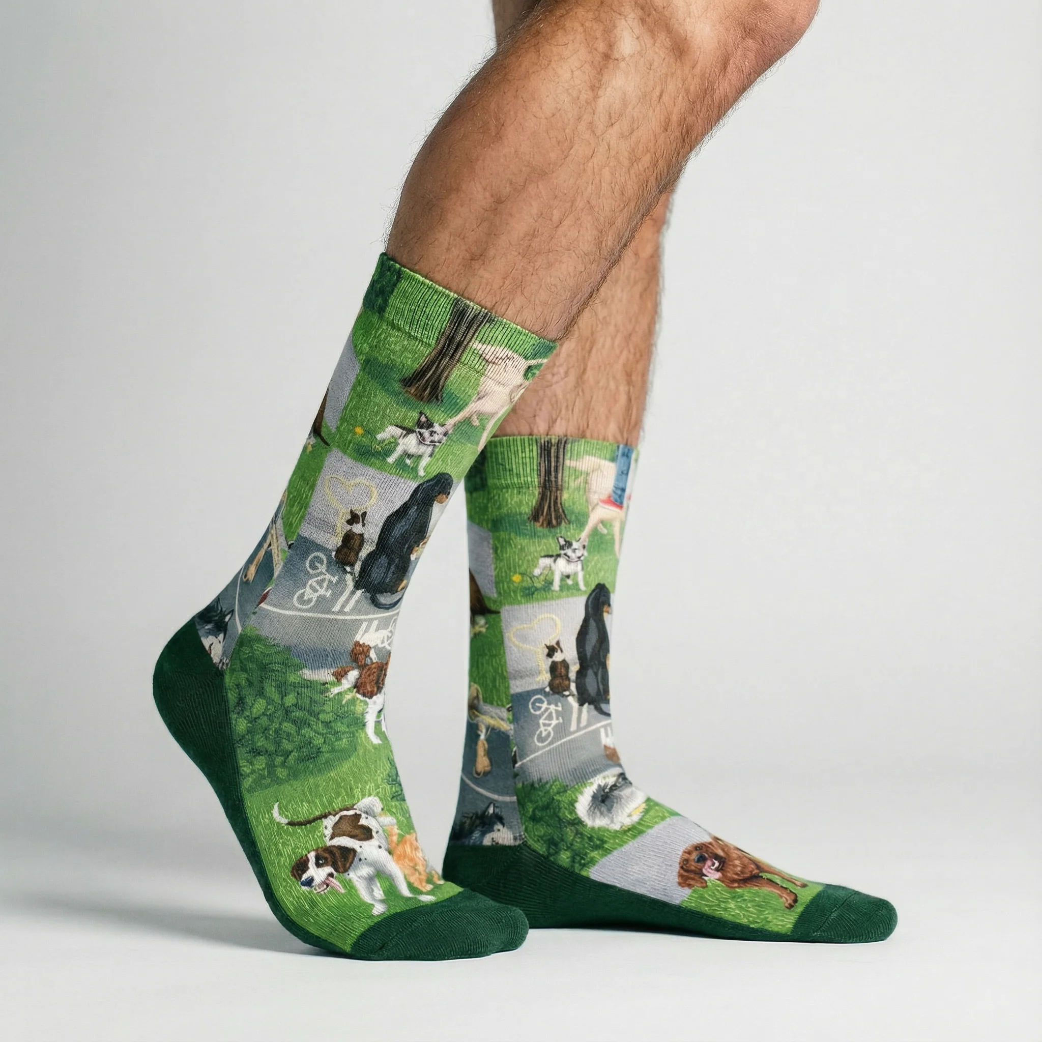 Dogs Peeing Men's Socks | Funny Dog Print Crew Socks - Image 3