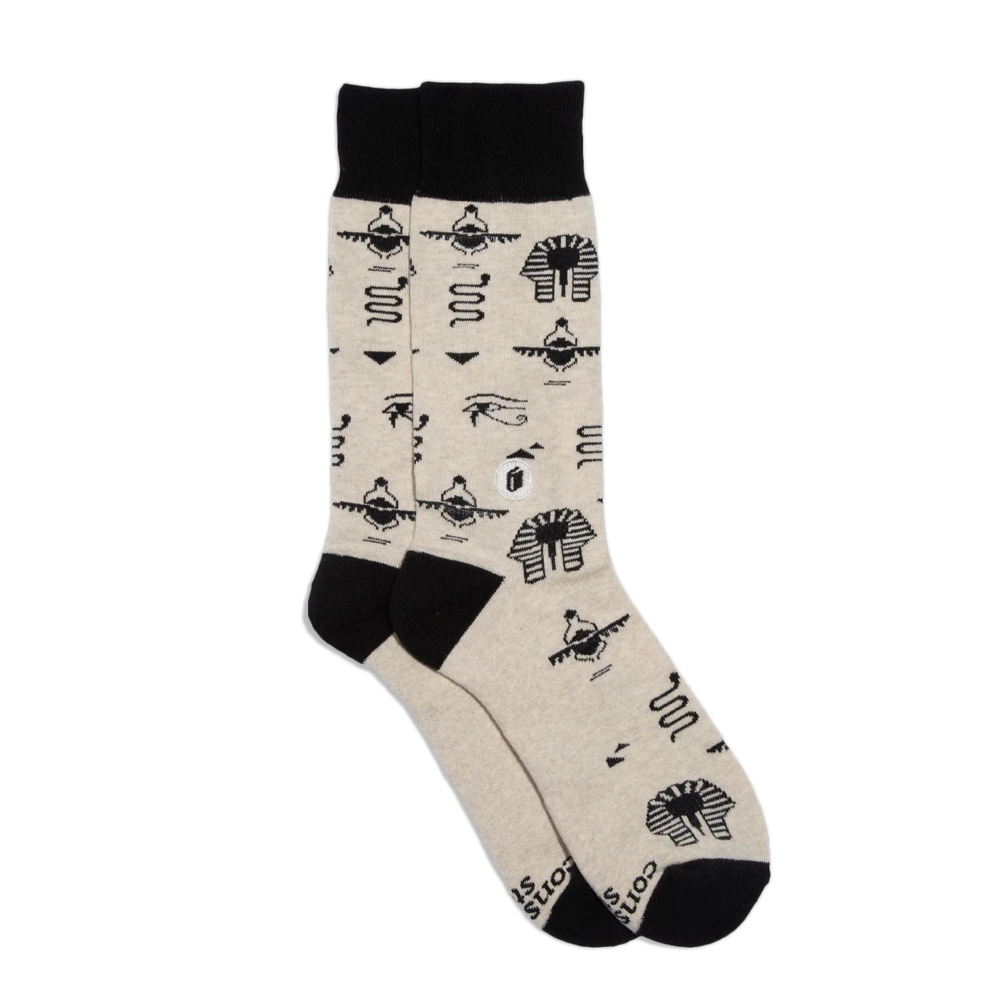 Men's Socks Give Books - Ivory Hieroglyphics | Fair Trade | Fits Men's Sizes 8.5-13 - Image 2