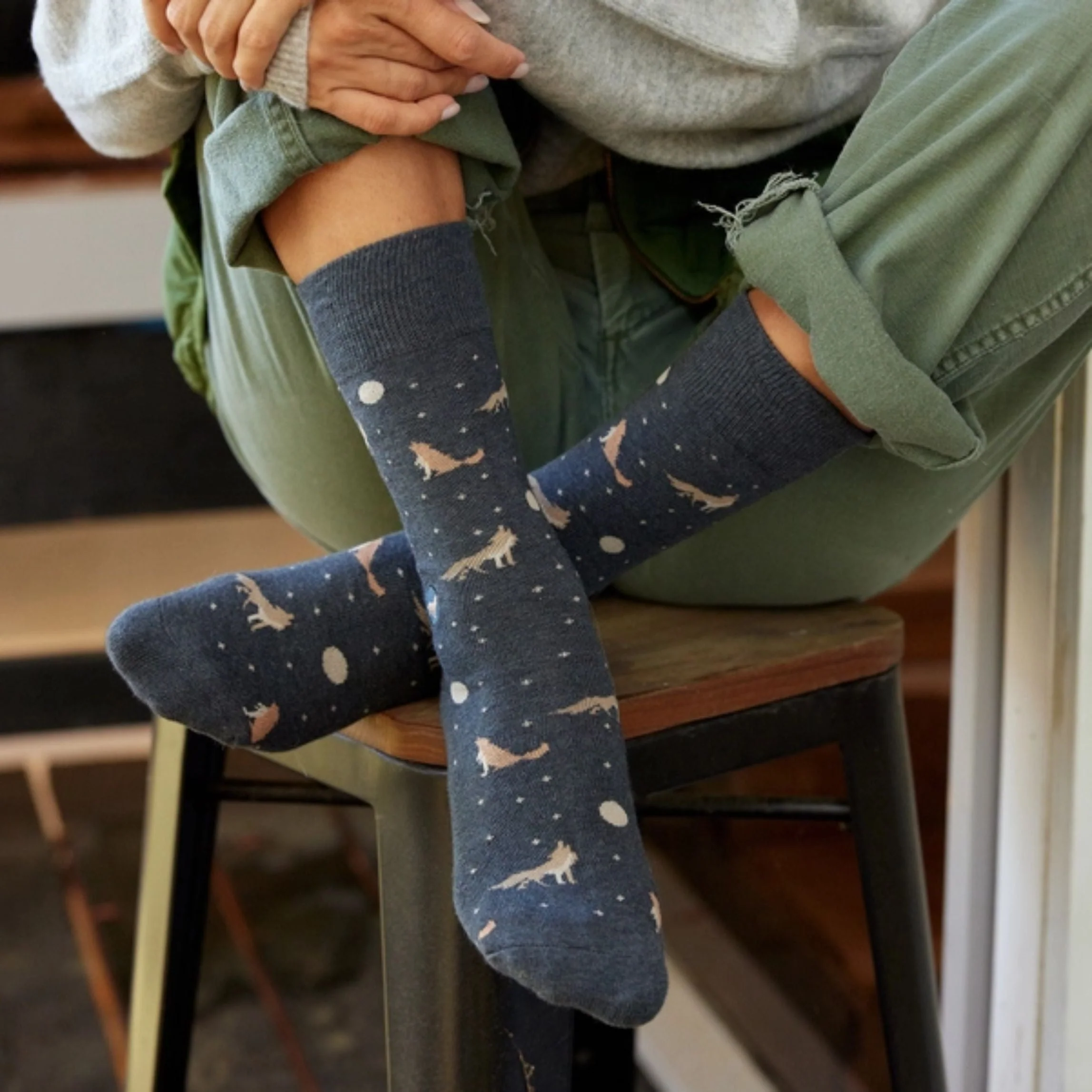 Men's Socks That Protect Wolves | Fair Trade | Fits Men's Sizes 8.5-13 - Image 2