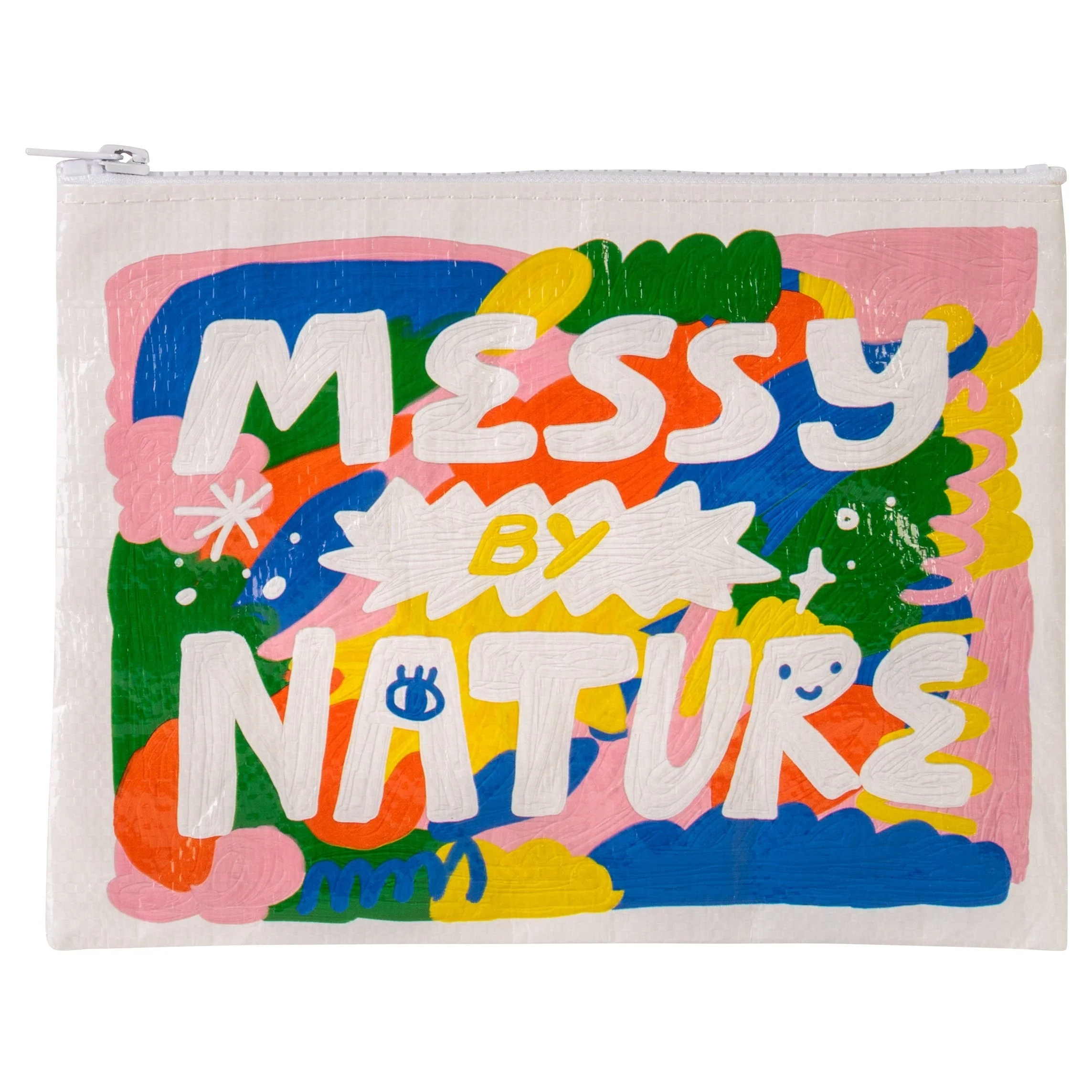 Messy By Nature Zipper Pouch | Recycled Material Case Storage Organizer | 7.25" x 9.5" | BlueQ at GetBullish - Image 2