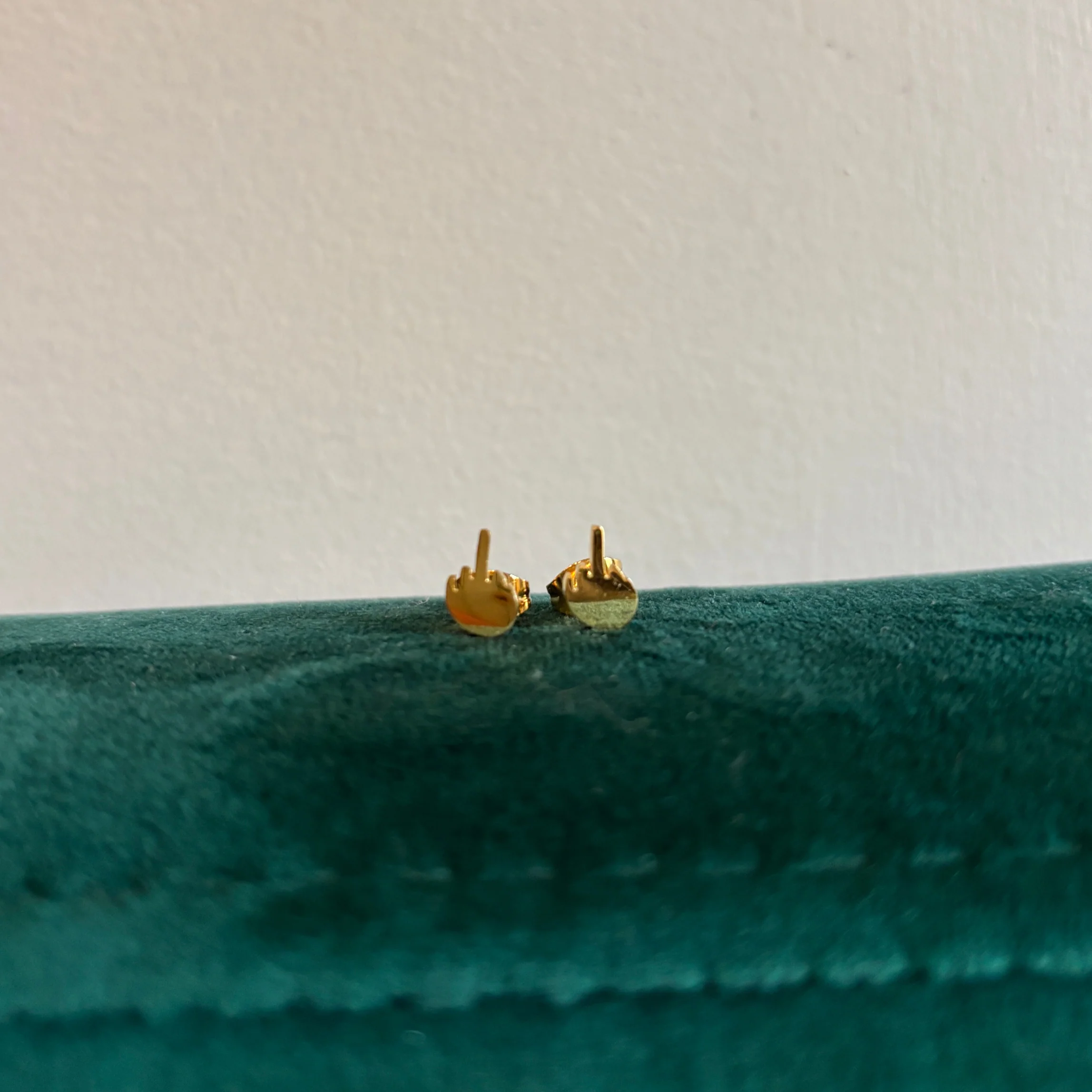 Middle Finger Earrings | Tiny Gold Statement Earrings - Image 2