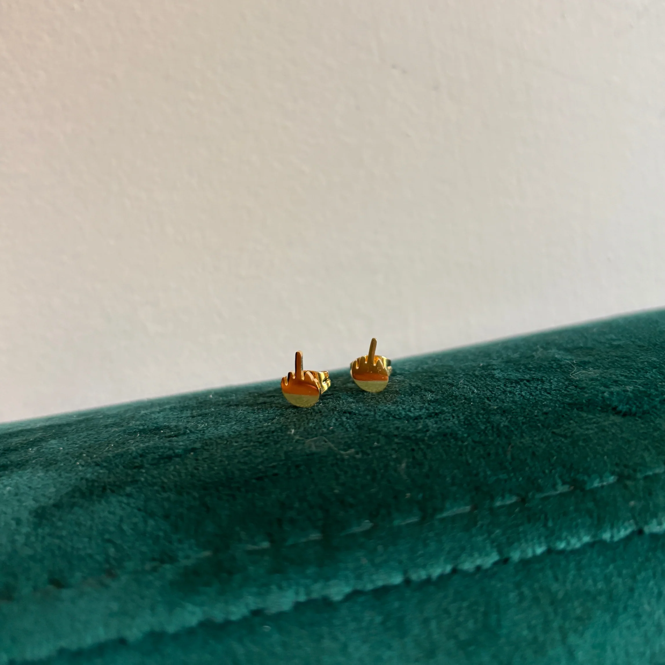 Middle Finger Earrings | Tiny Gold Statement Earrings - Image 3