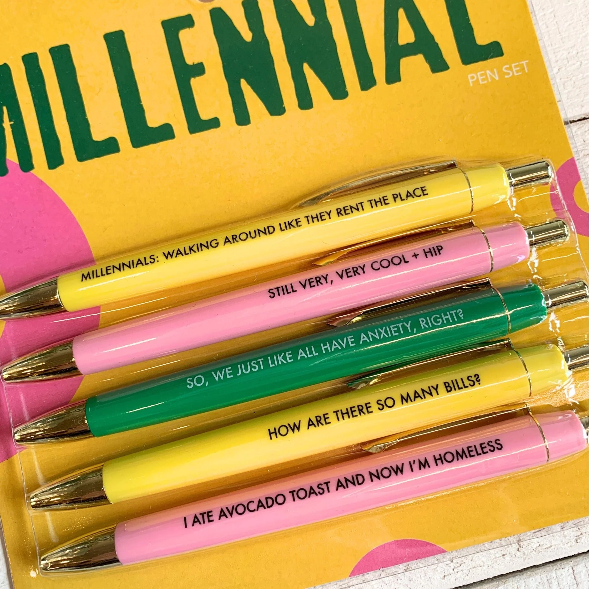 Fun Club Millennial Stereotypes Pen Set | Giftable Set of 5 Funny Pens - Image 3